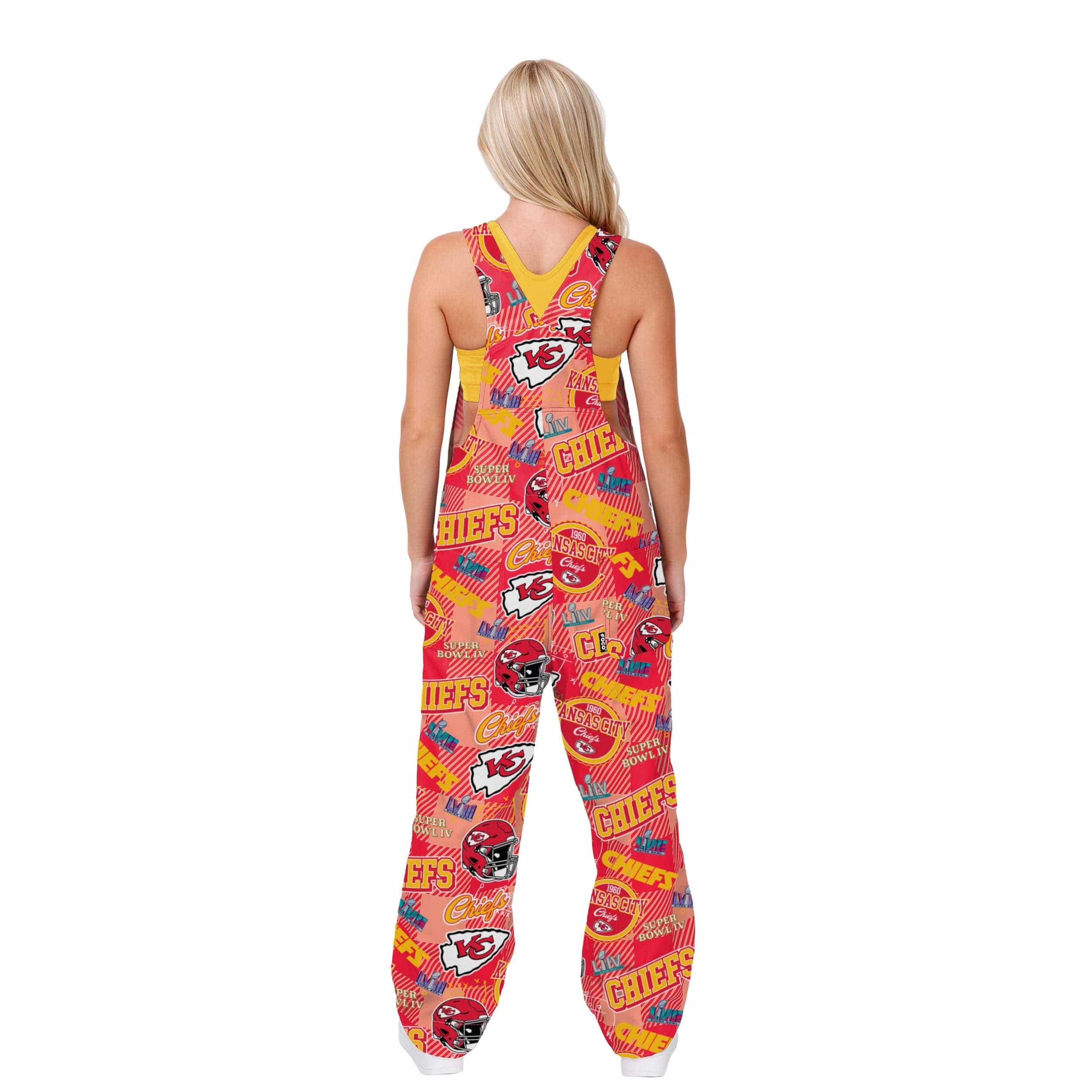 Kansas City Chiefs NFL Womens Historic Print Bib Overalls - Image 2