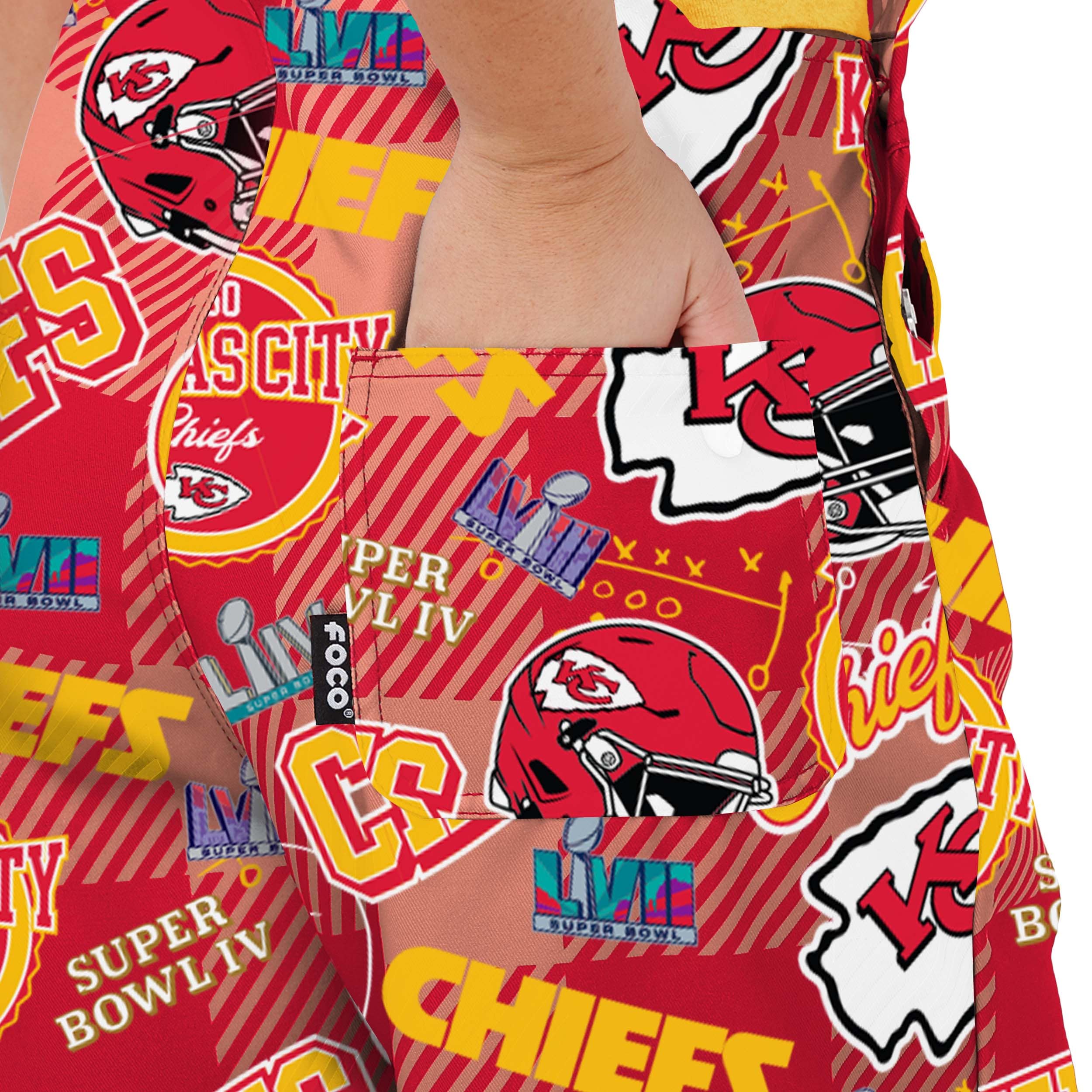 Kansas City Chiefs NFL Womens Historic Print Bib Overalls - Image 6