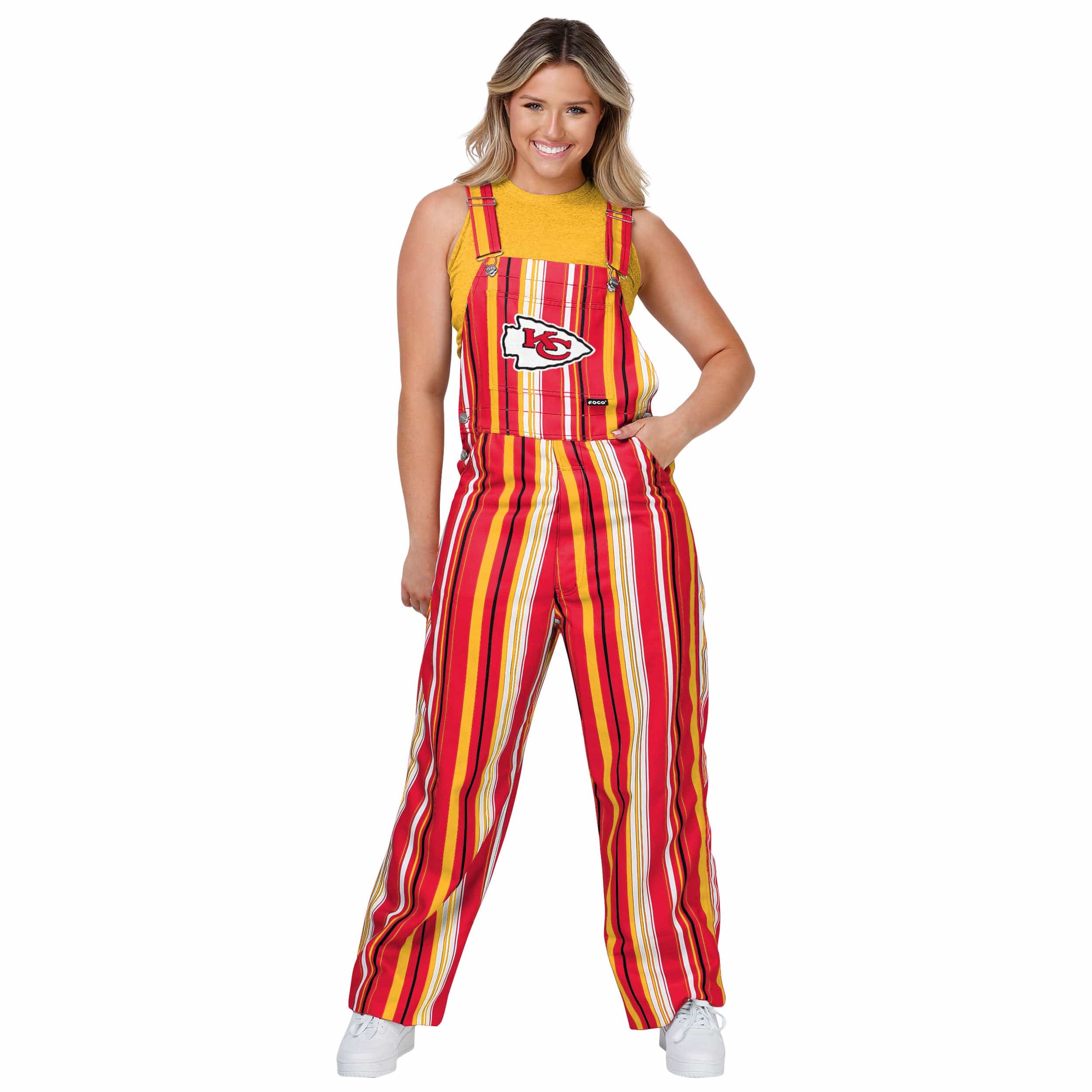 Kansas City Chiefs NFL Womens Hyper Stripe Bib Overalls