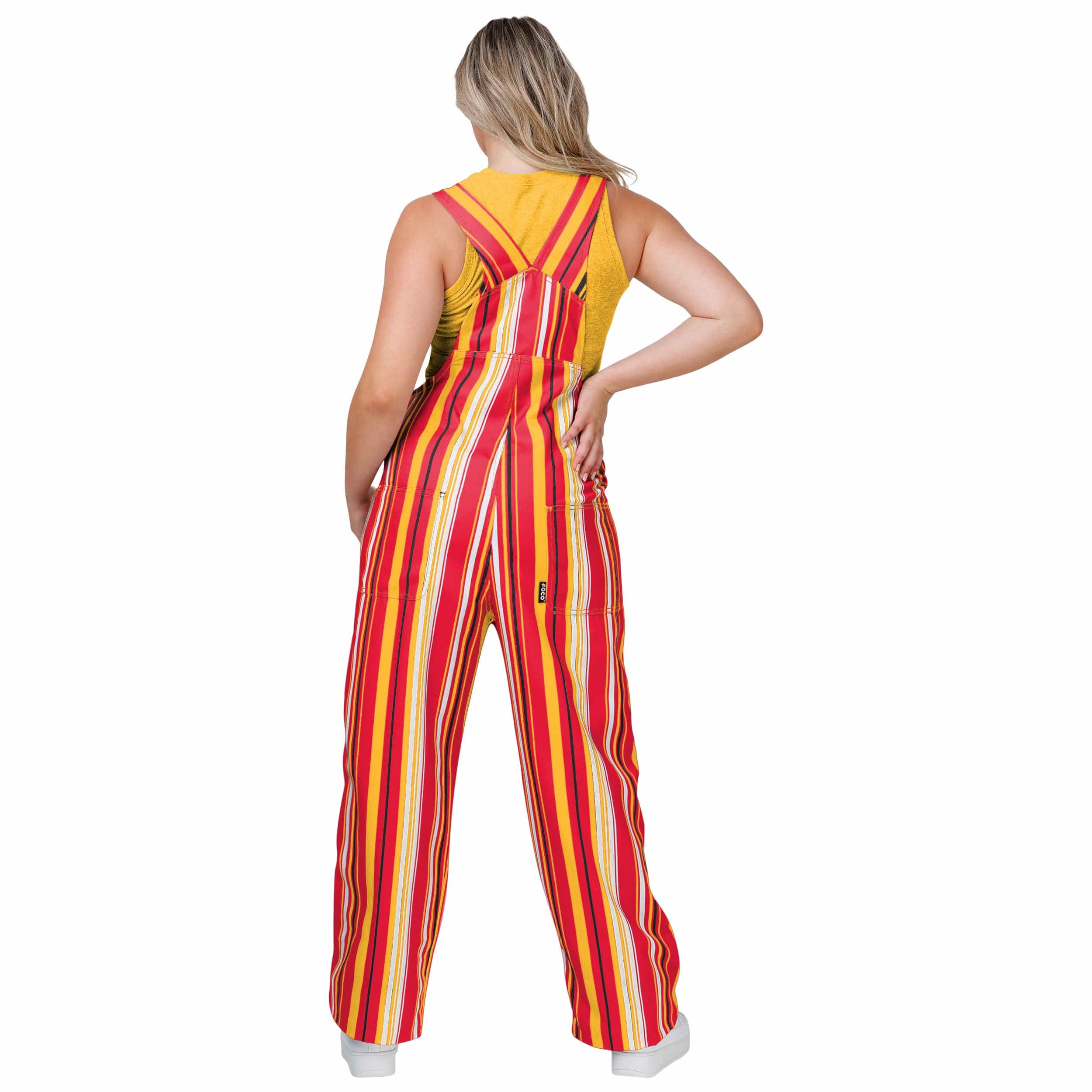 Kansas City Chiefs NFL Womens Hyper Stripe Bib Overalls - Image 2