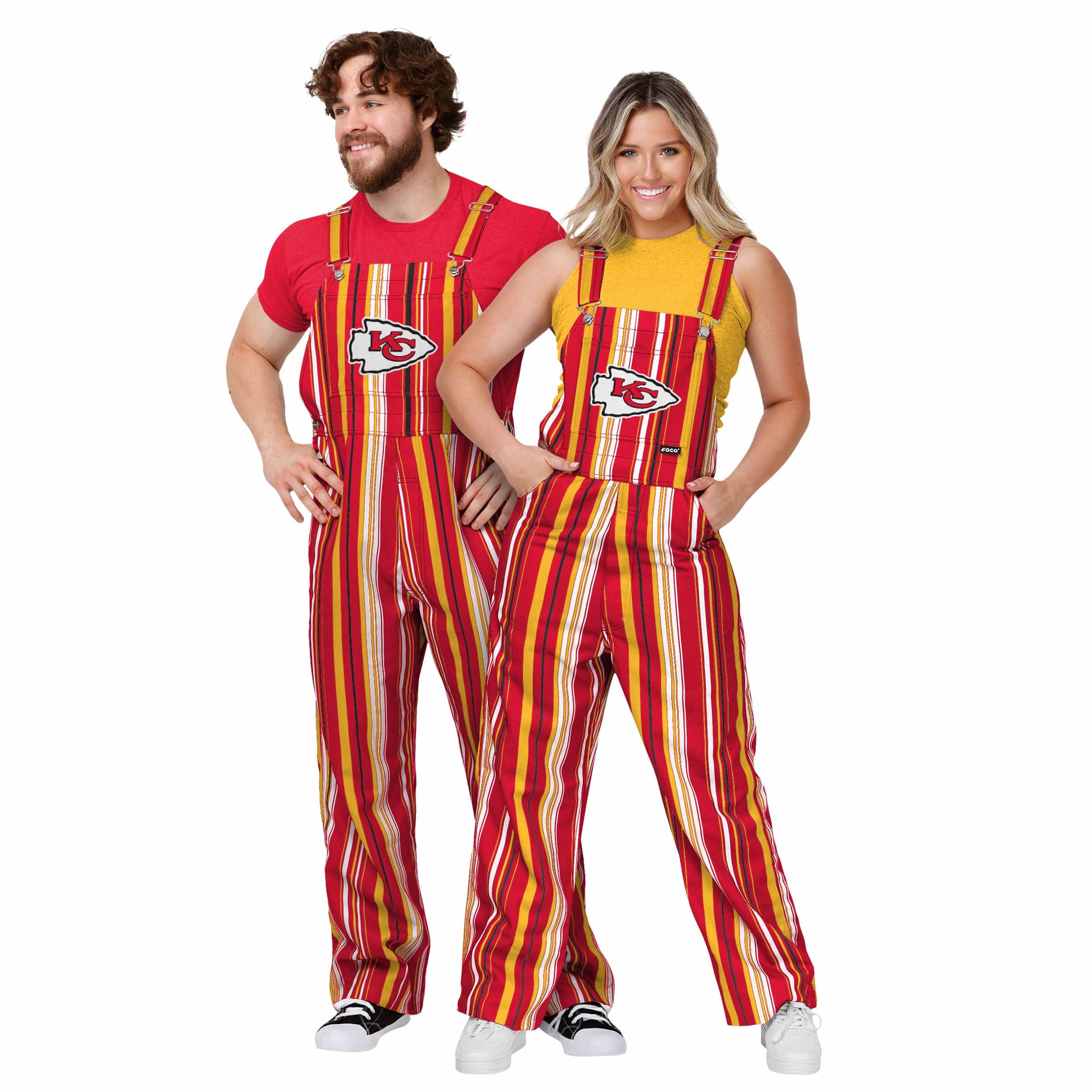 Kansas City Chiefs NFL Womens Hyper Stripe Bib Overalls - Image 3