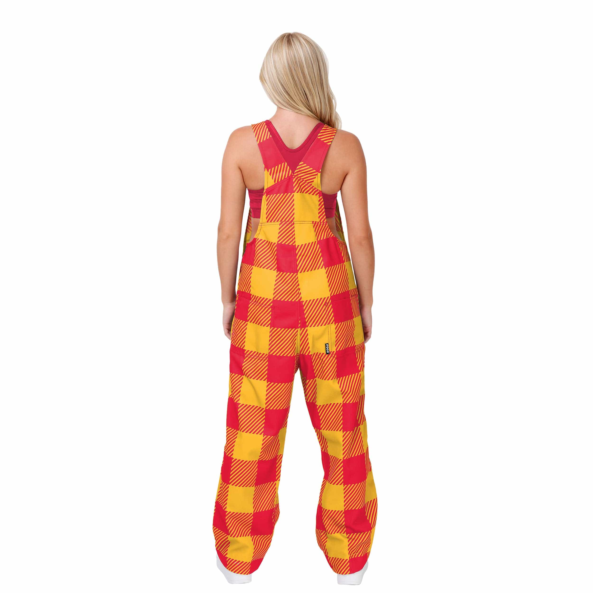 Kansas City Chiefs NFL Womens Plaid Bib Overalls - Image 2