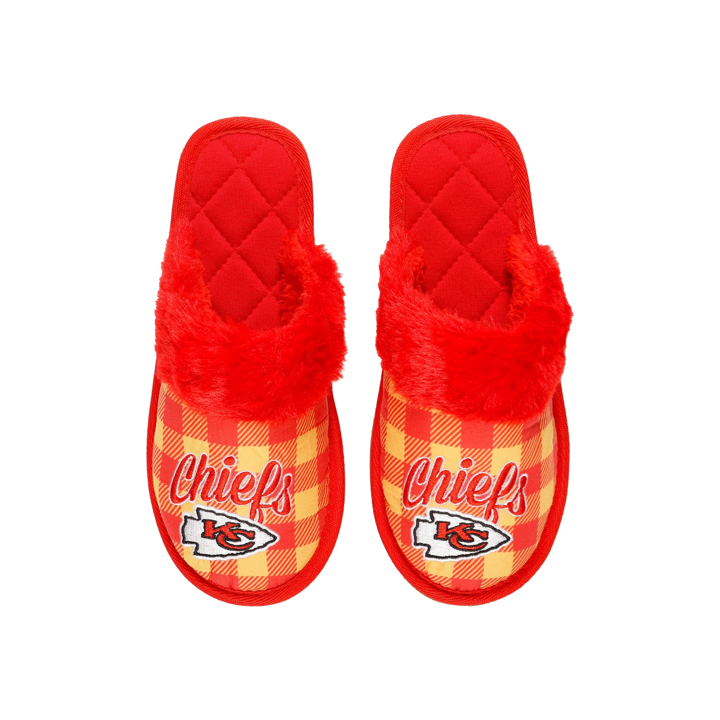Kansas City Chiefs NFL Womens Plaid Sherpa Mule Slipper - Image 2