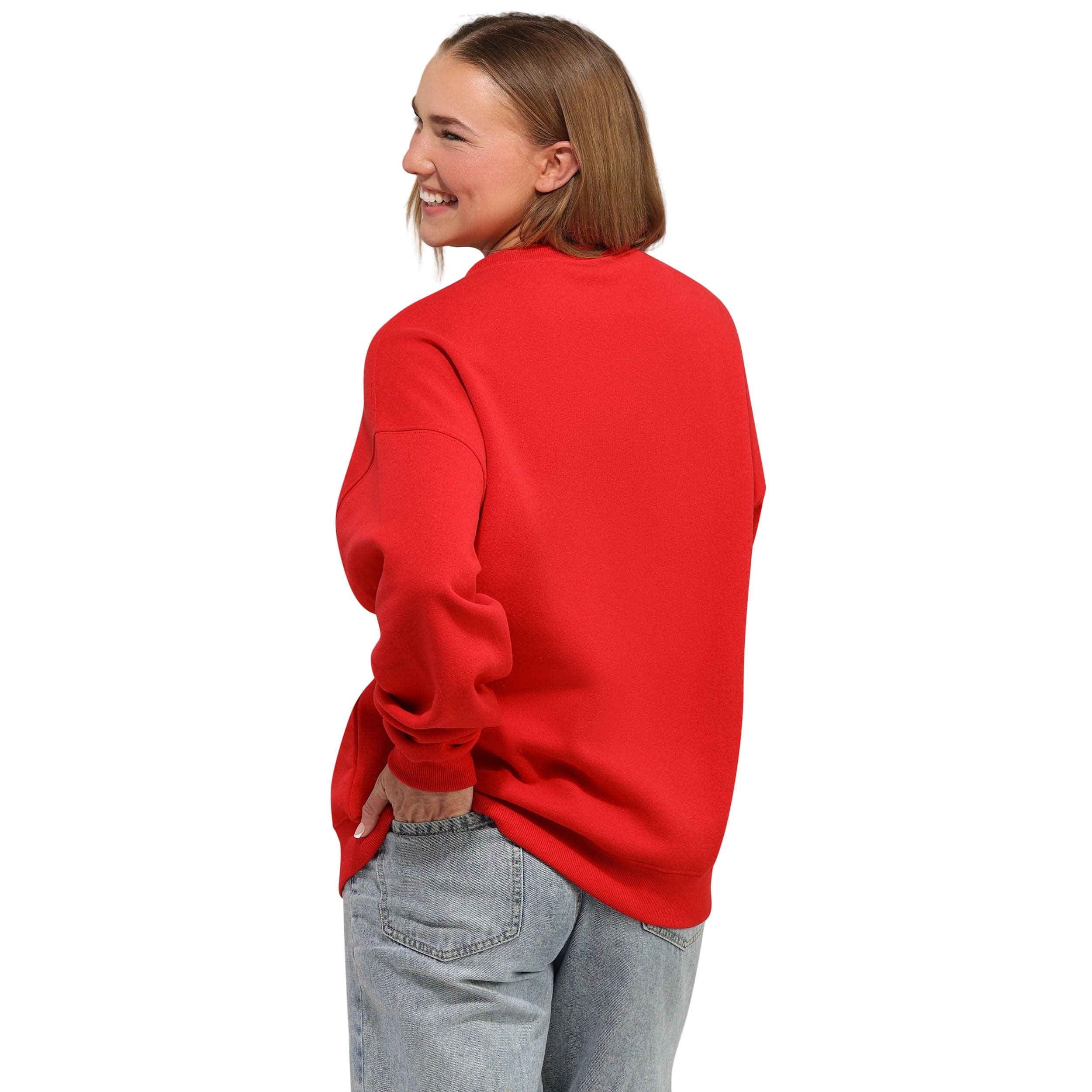 Kansas City Chiefs NFL Womens Rhinestone Logo Oversized Holiday Crew Neck Sweatshirt - Image 2