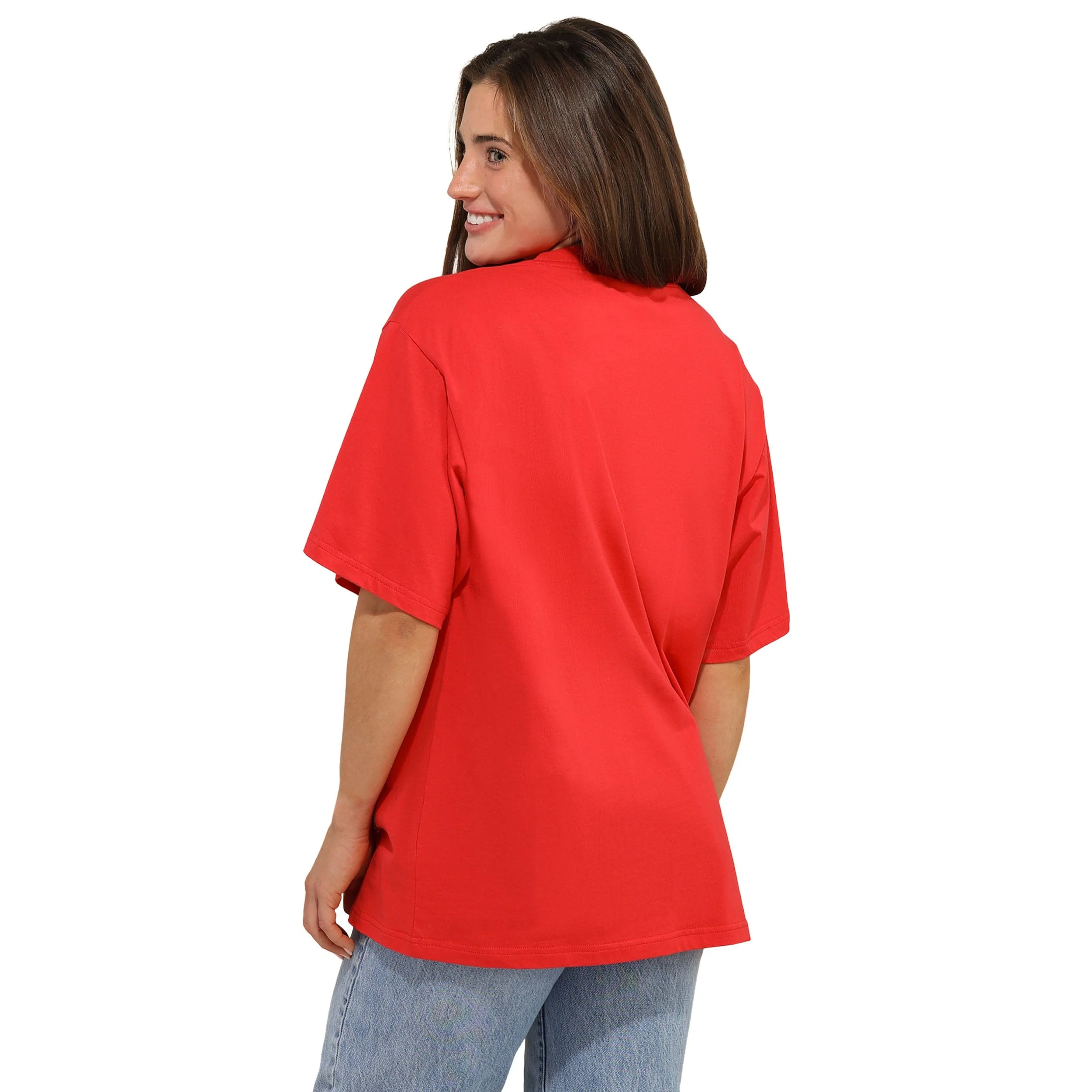 Kansas City Chiefs NFL Womens Rhinestone Logo Oversized Holiday T-Shirt - Image 2