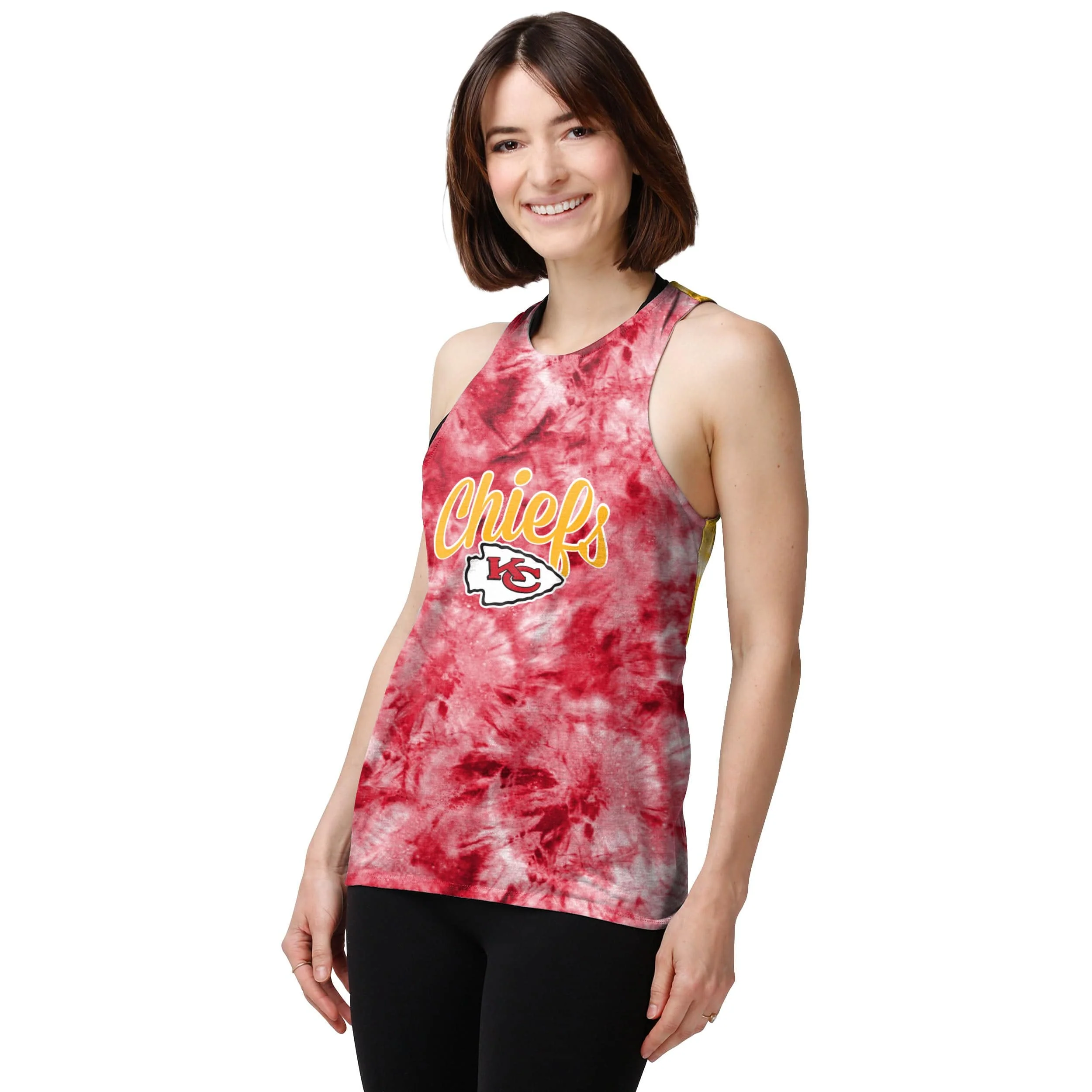 Kansas City Chiefs NFL Womens Script Wordmark Tie-Dye Tie-Breaker Sleeveless Top - Image 2