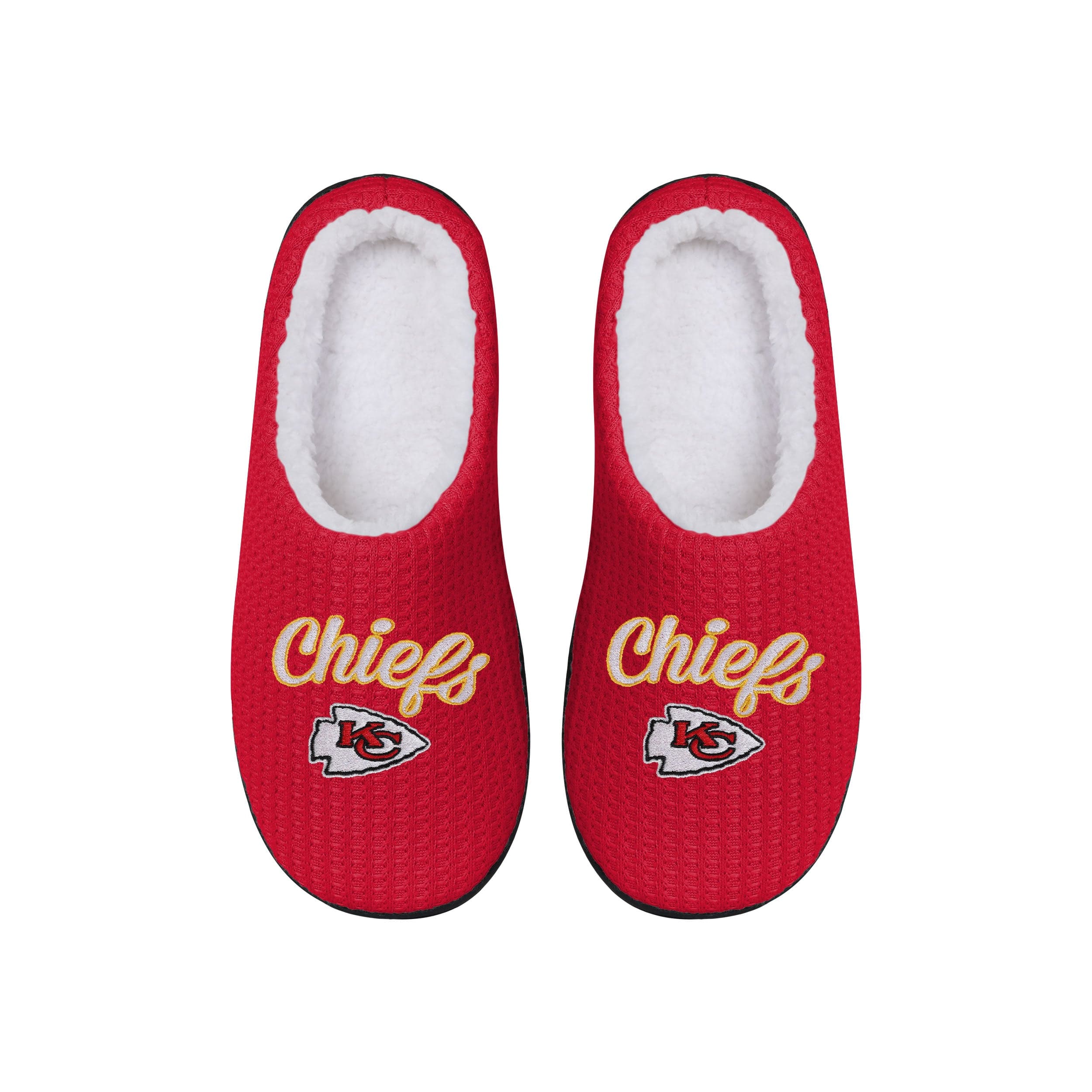 Kansas City Chiefs NFL Womens Sherpa Lined Memory Foam Slippers - Image 3