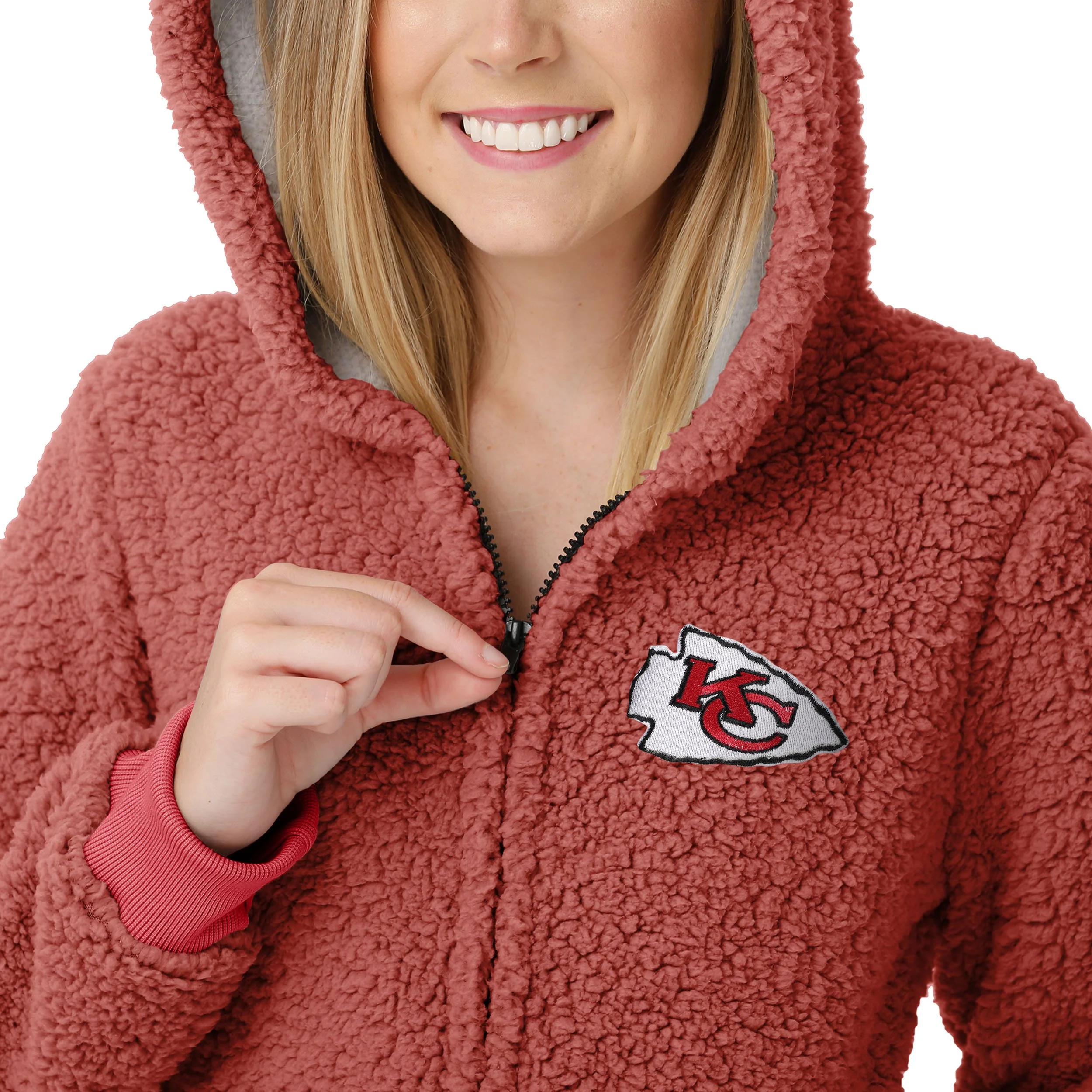 Kansas City Chiefs NFL Womens Sherpa One Piece Pajamas - Image 3