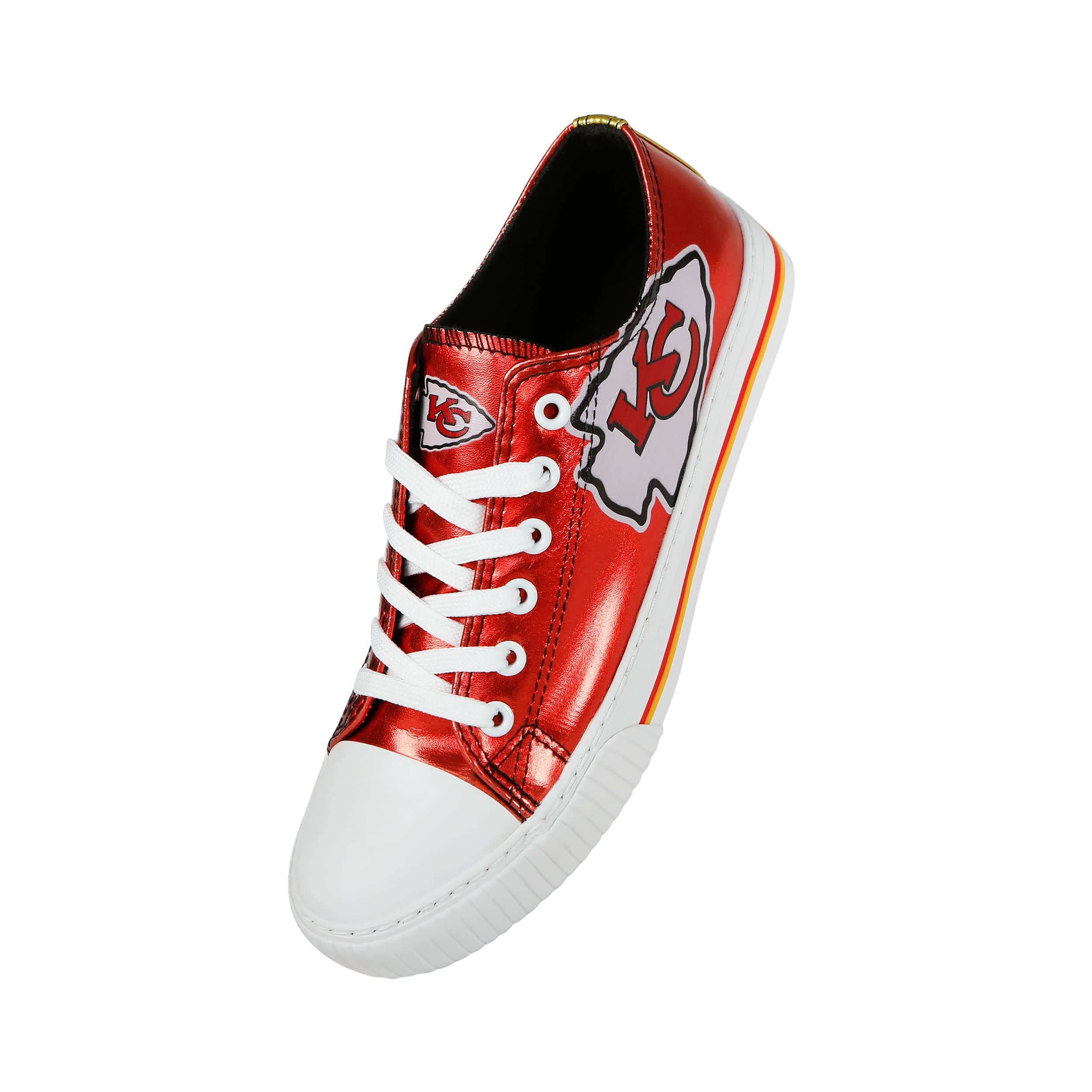 Kansas City Chiefs NFL Womens Team Color Metallic Low Top Canvas Shoes - Image 2
