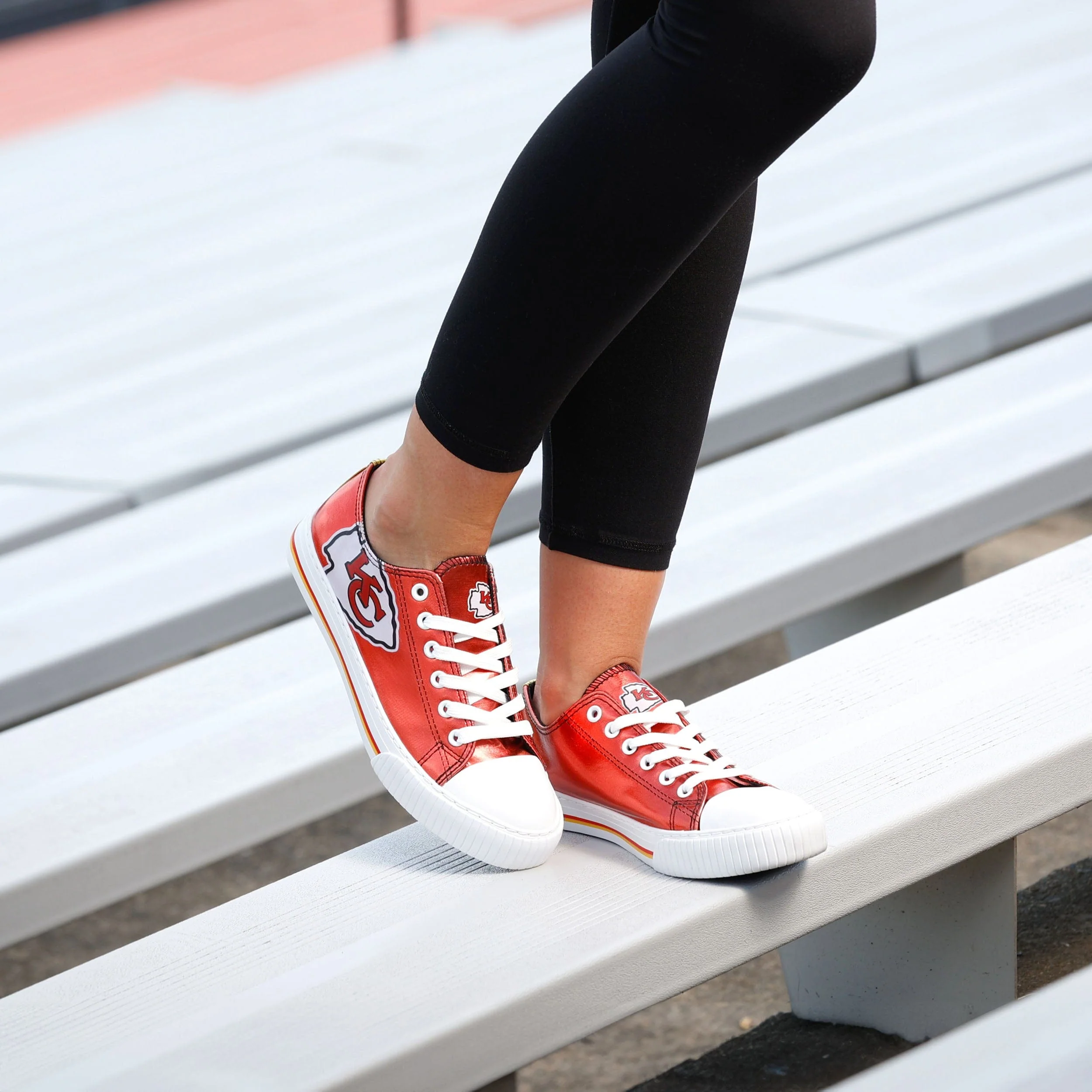 Kansas City Chiefs NFL Womens Team Color Metallic Low Top Canvas Shoes - Image 3