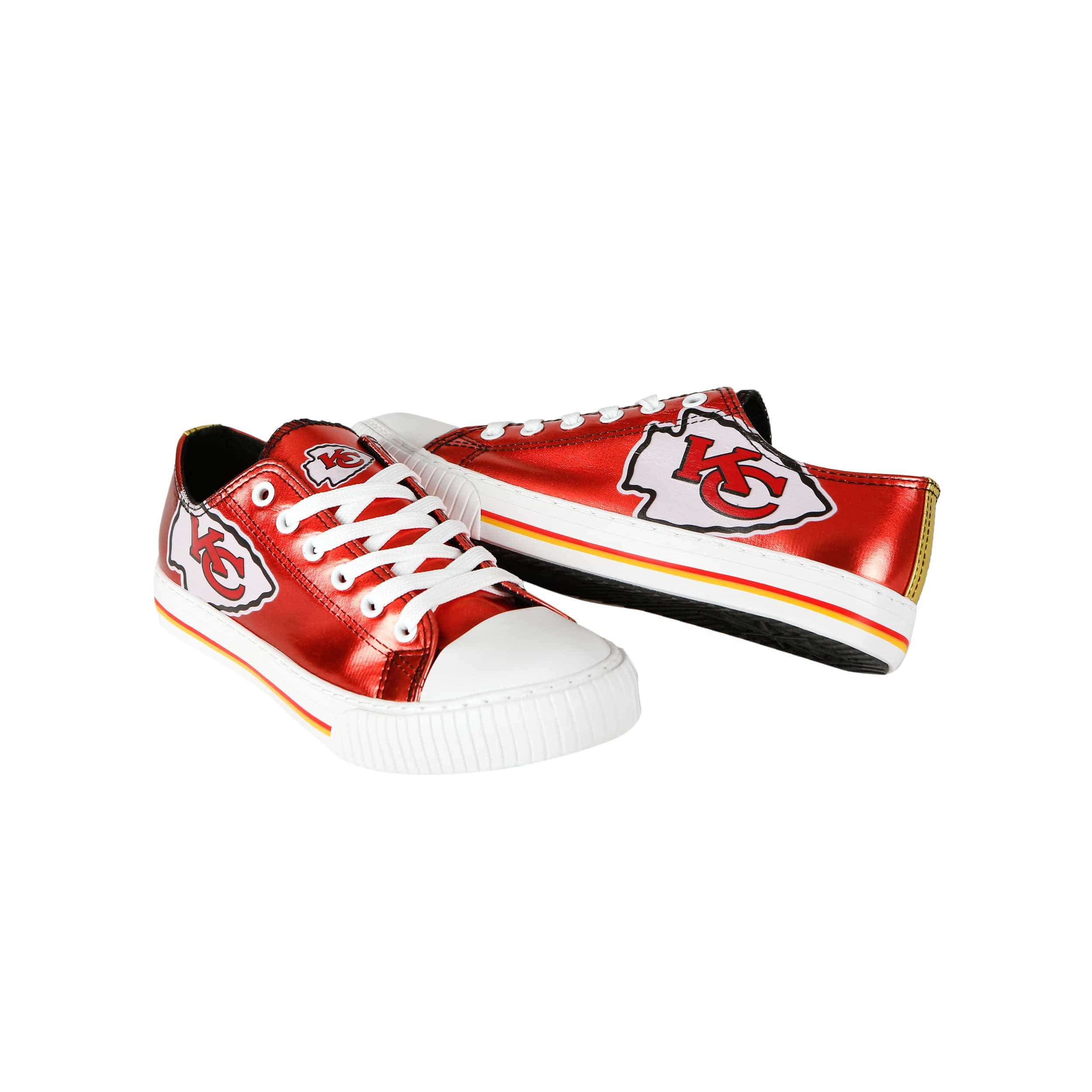 Kansas City Chiefs NFL Womens Team Color Metallic Low Top Canvas Shoes - Image 4