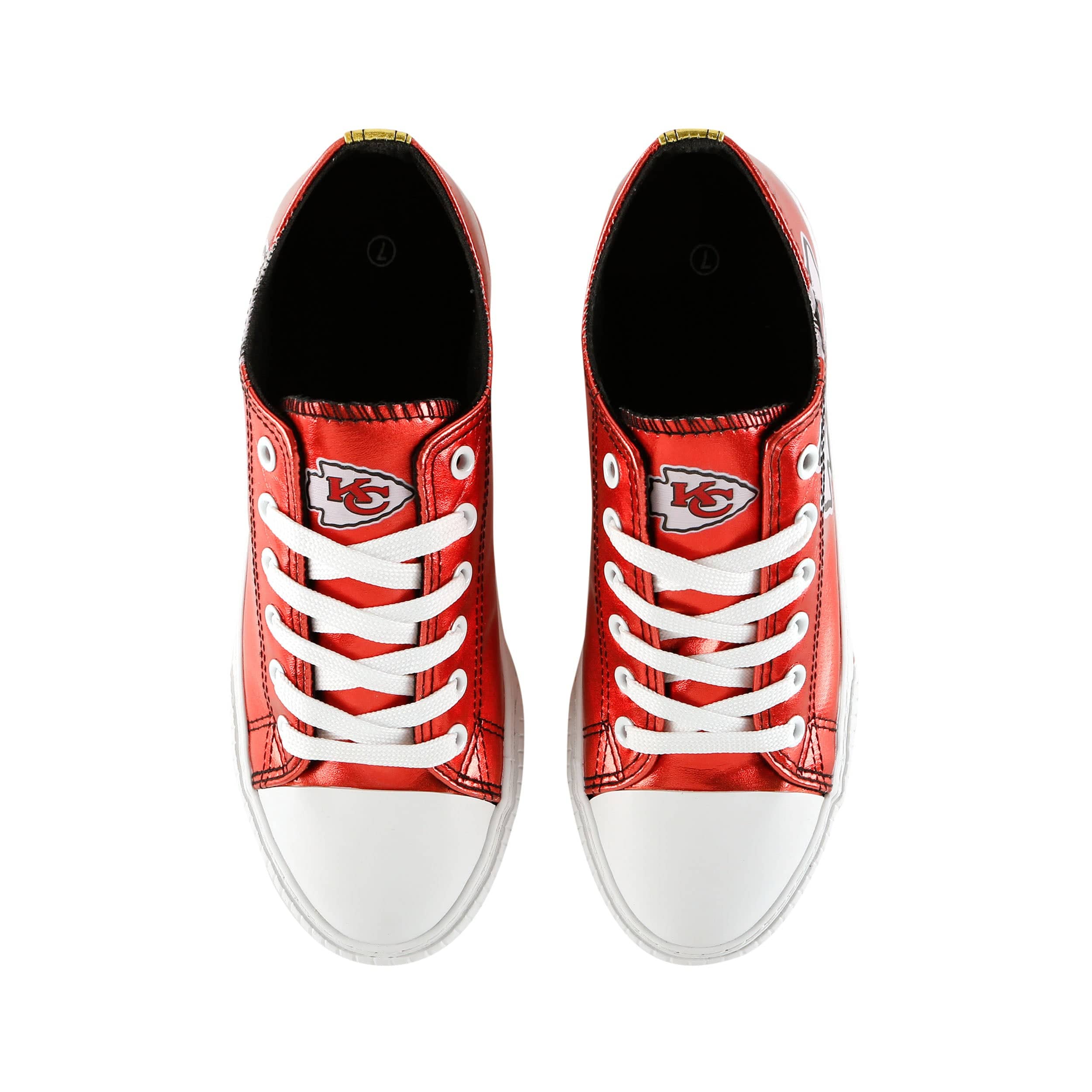 Kansas City Chiefs NFL Womens Team Color Metallic Low Top Canvas Shoes - Image 5