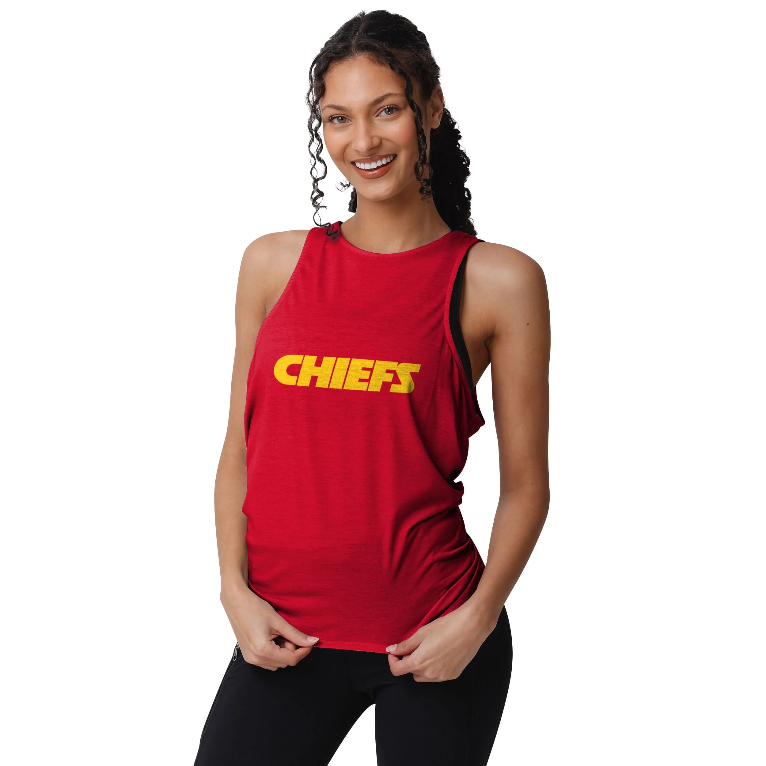 Kansas City Chiefs NFL Womens Wordmark Mini Print Tie-Breaker Sleeveless Top - Image 2