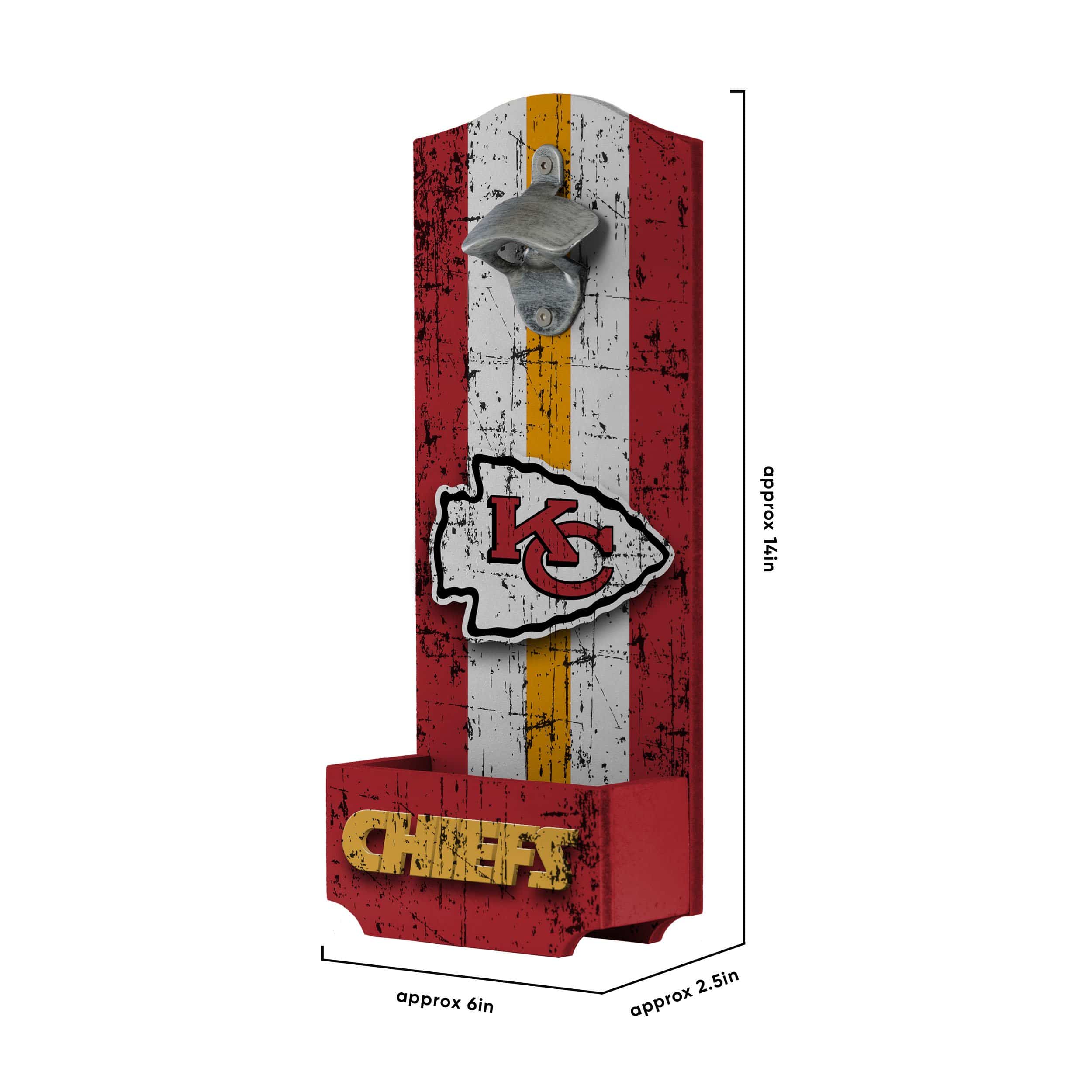 Kansas City Chiefs NFL Wooden Bottle Cap Opener Sign - Image 5