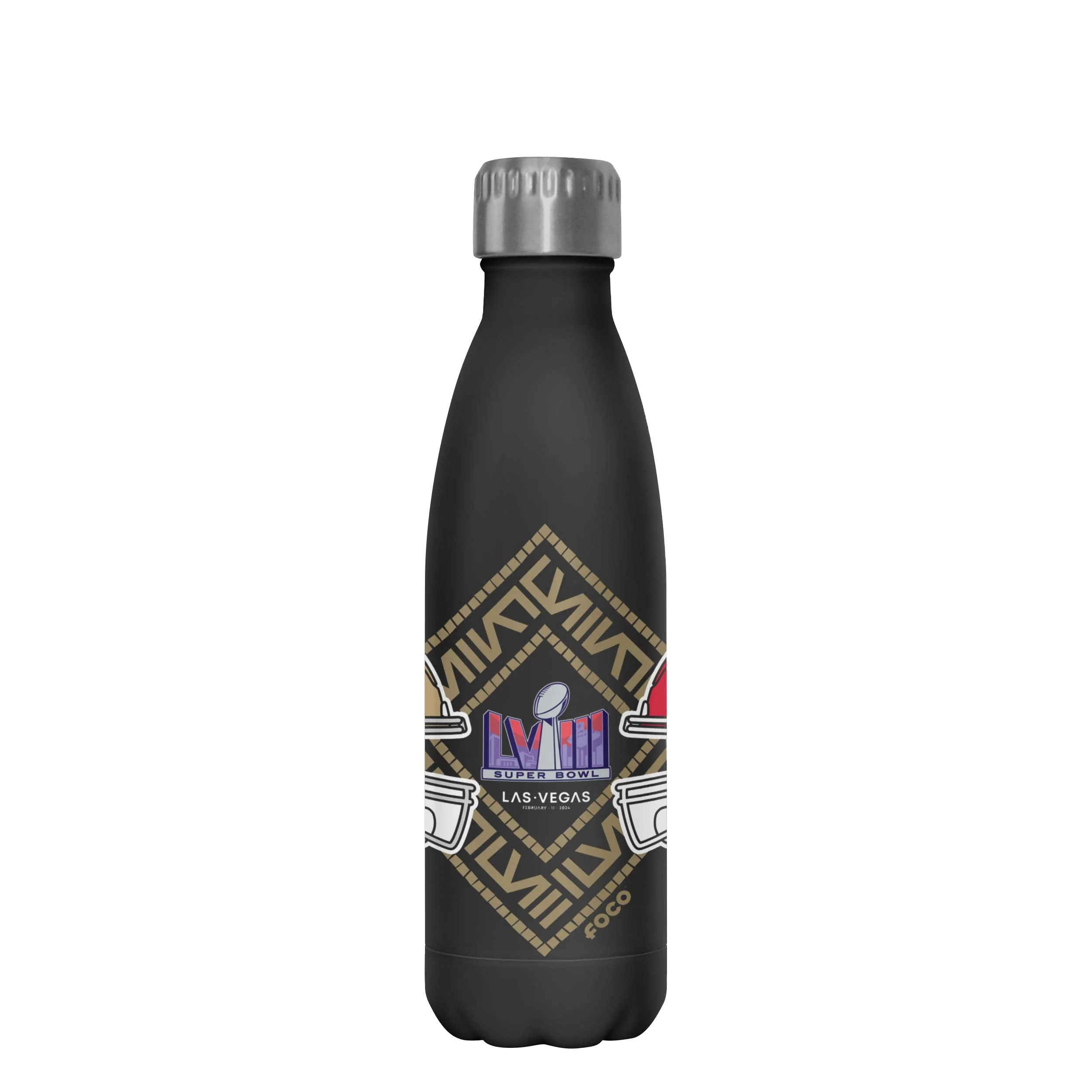 Kansas City Chiefs vs San Francisco 49ers NFL Super Bowl LVIII Black 17 oz Stainless Steel Bottle