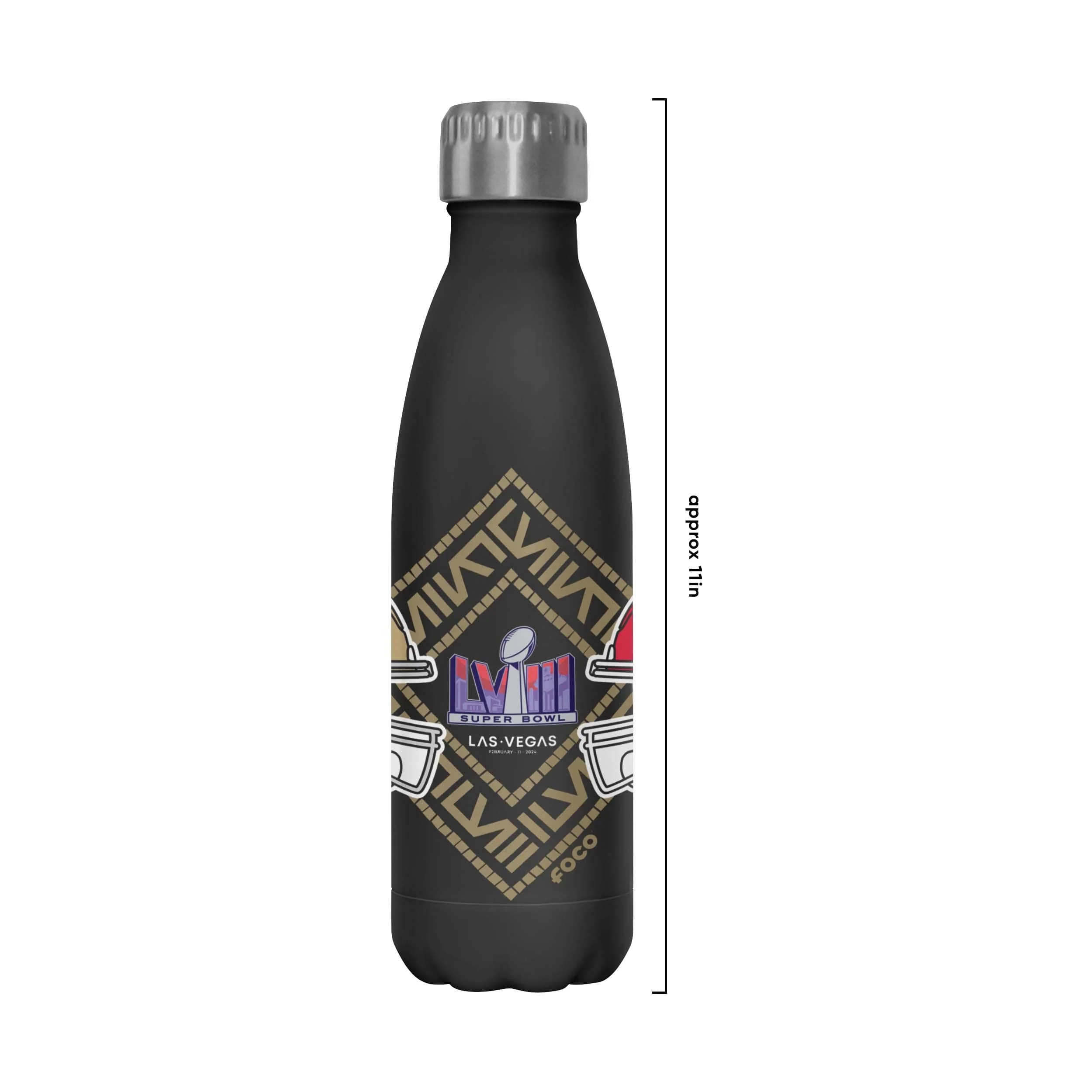 Kansas City Chiefs vs San Francisco 49ers NFL Super Bowl LVIII Black 17 oz Stainless Steel Bottle - Image 3