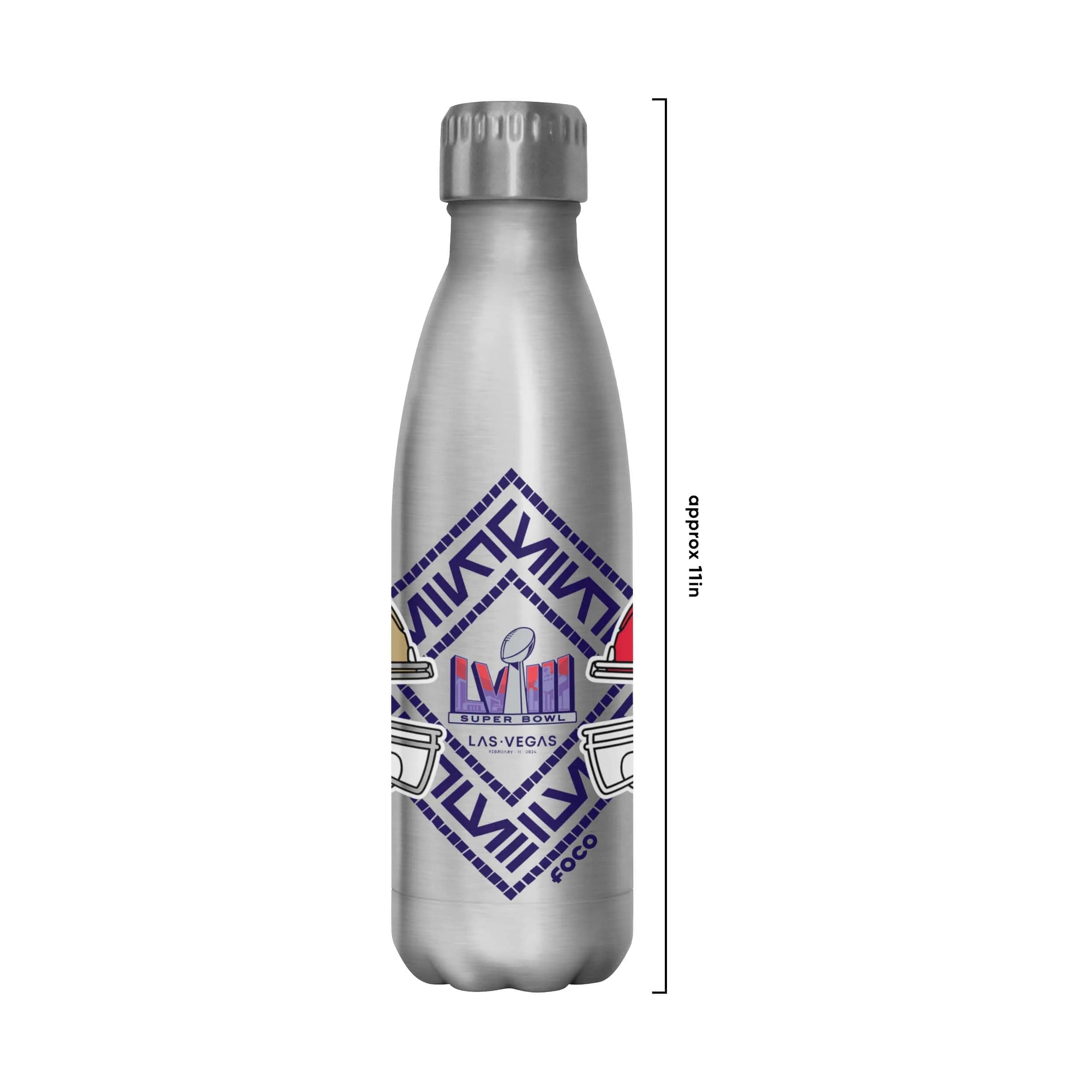 Kansas City Chiefs vs San Francisco 49ers NFL Super Bowl LVIII Silver 17 oz Stainless Steel Bottle - Image 3