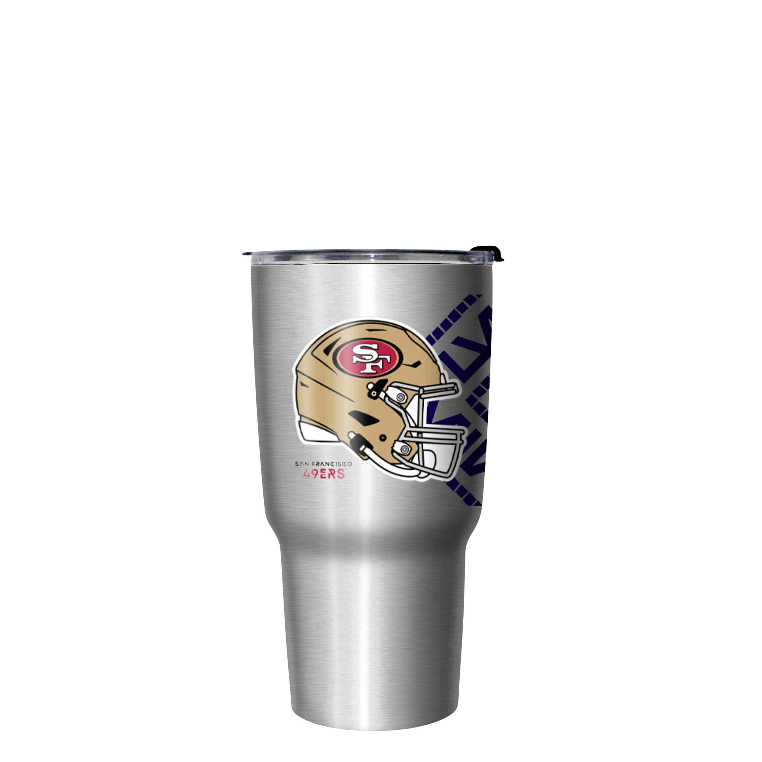 Kansas City Chiefs vs San Francisco 49ers NFL Super Bowl LVIII Silver 27 oz Stainless Steel Tumbler - Image 3