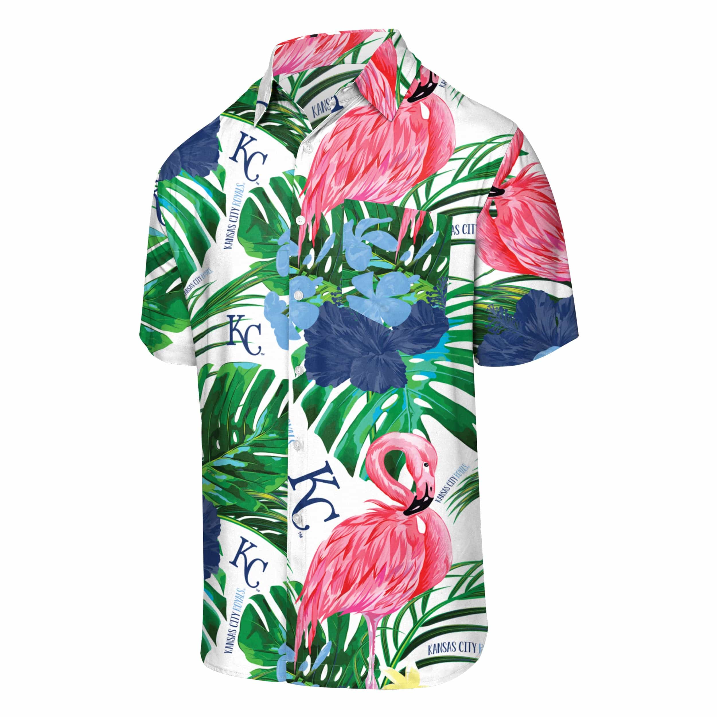 Kansas City Royals MLB Mens Flamingo Button Up Shirt - Image 4