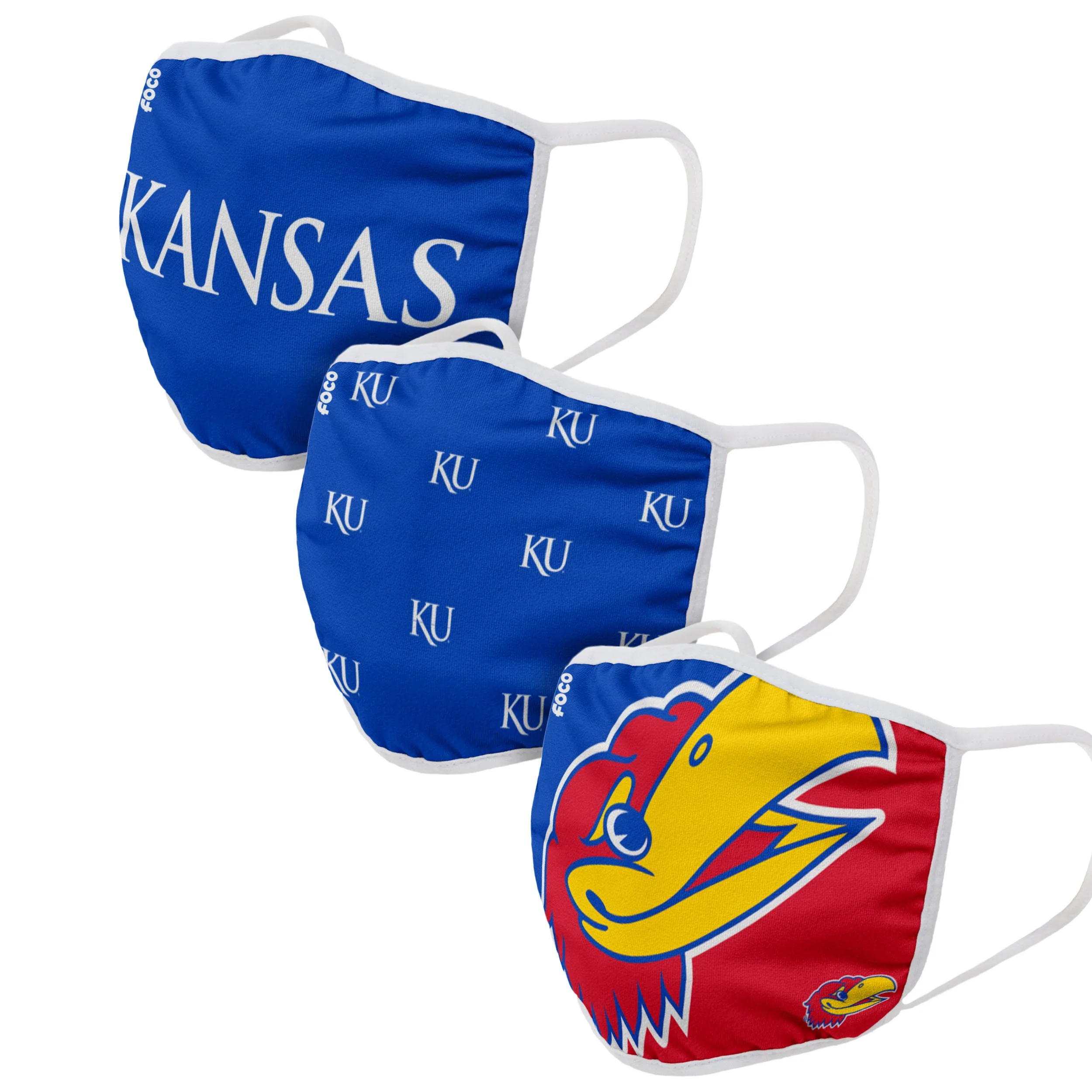 Kansas Jayhawks NCAA 3 Pack Face Cover