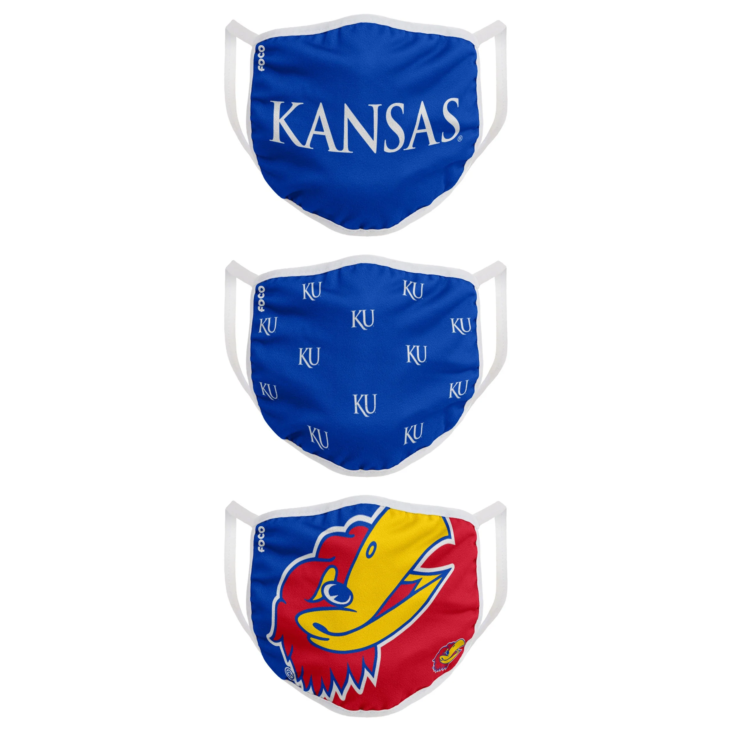 Kansas Jayhawks NCAA 3 Pack Face Cover - Image 2