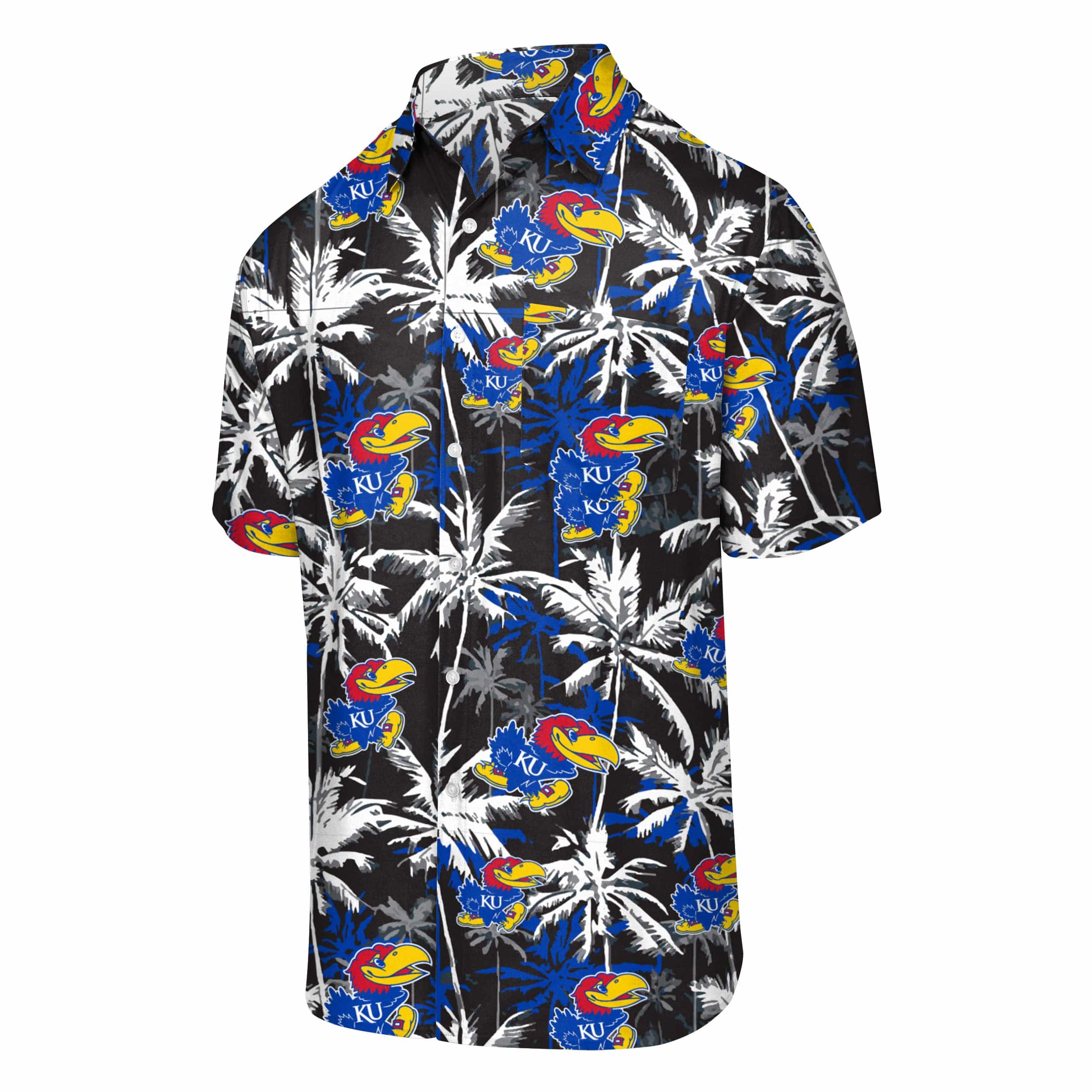 Kansas Jayhawks NCAA Mens Black Floral Button Up Shirt - Image 4