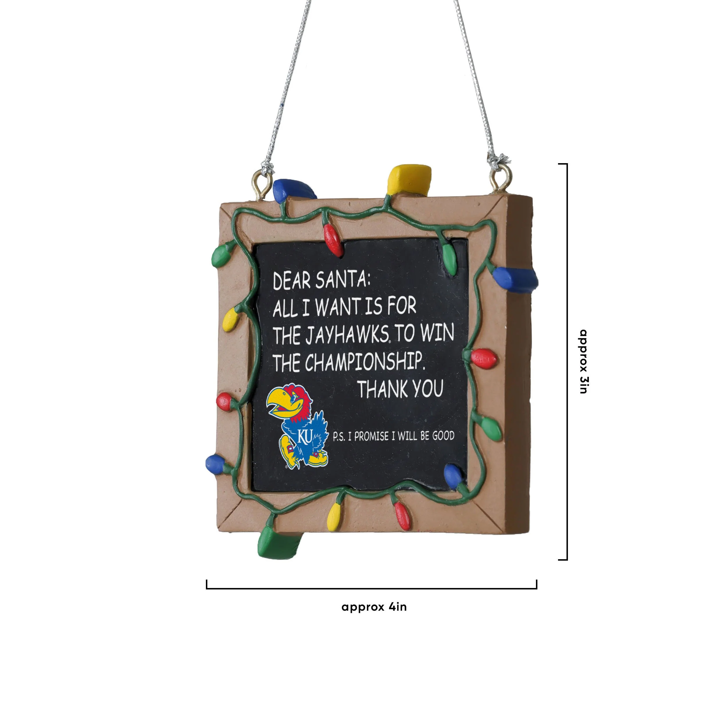 Kansas Jayhawks NCAA Chalkboard Sign Ornament - Image 3