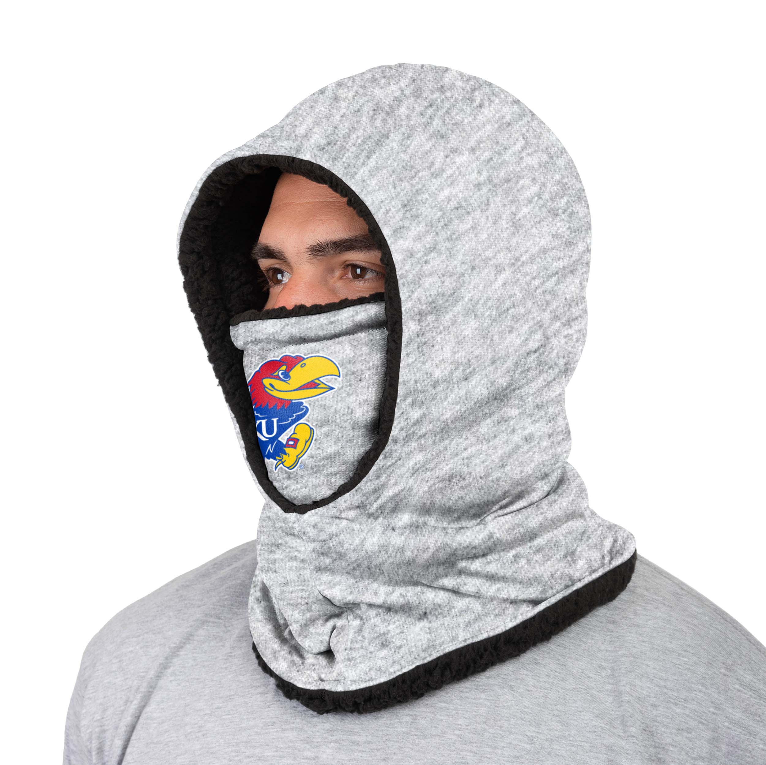 Kansas Jayhawks NCAA Heather Grey Big Logo Hooded Gaiter - Image 2
