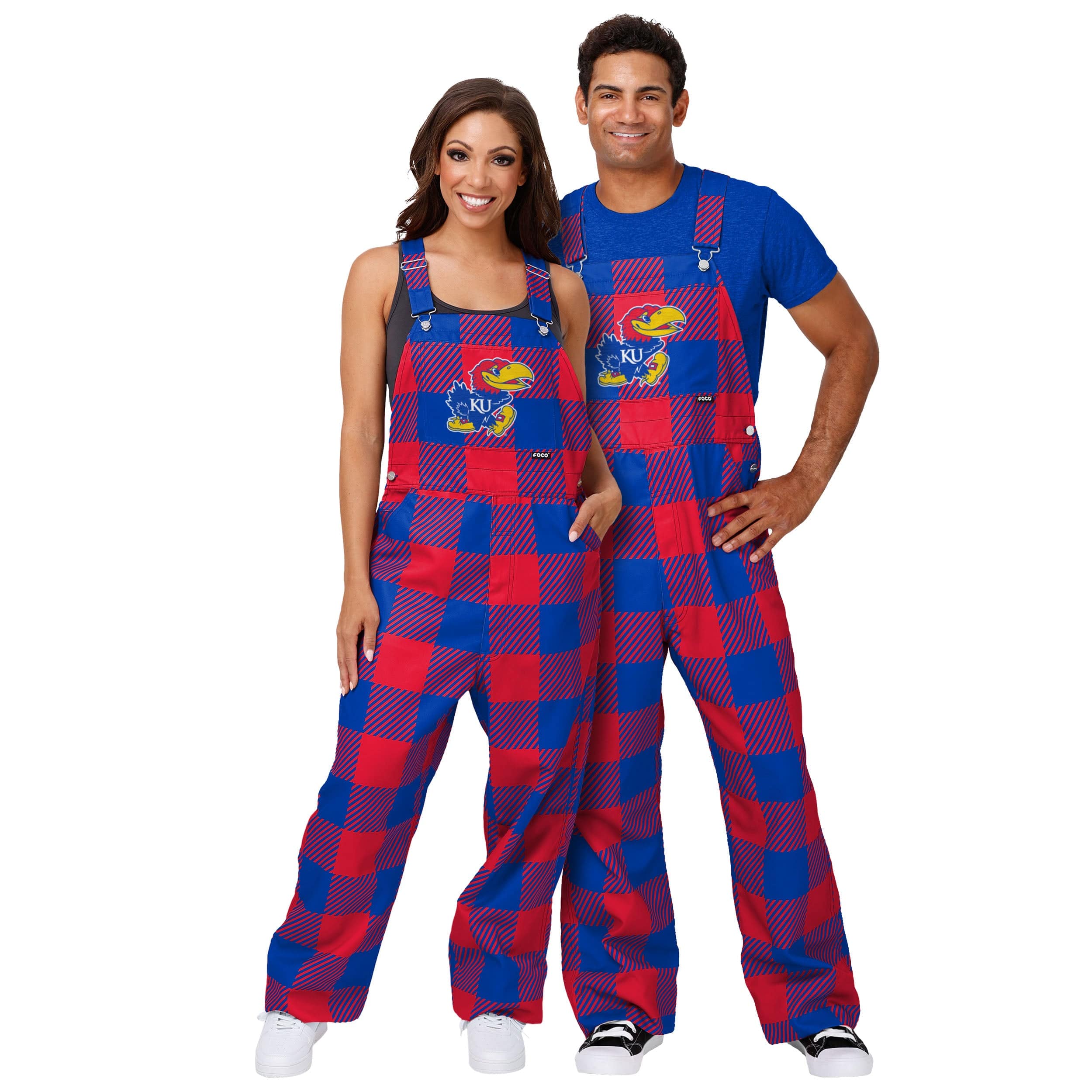 Kansas Jayhawks NCAA Mens Plaid Bib Overalls - Image 3
