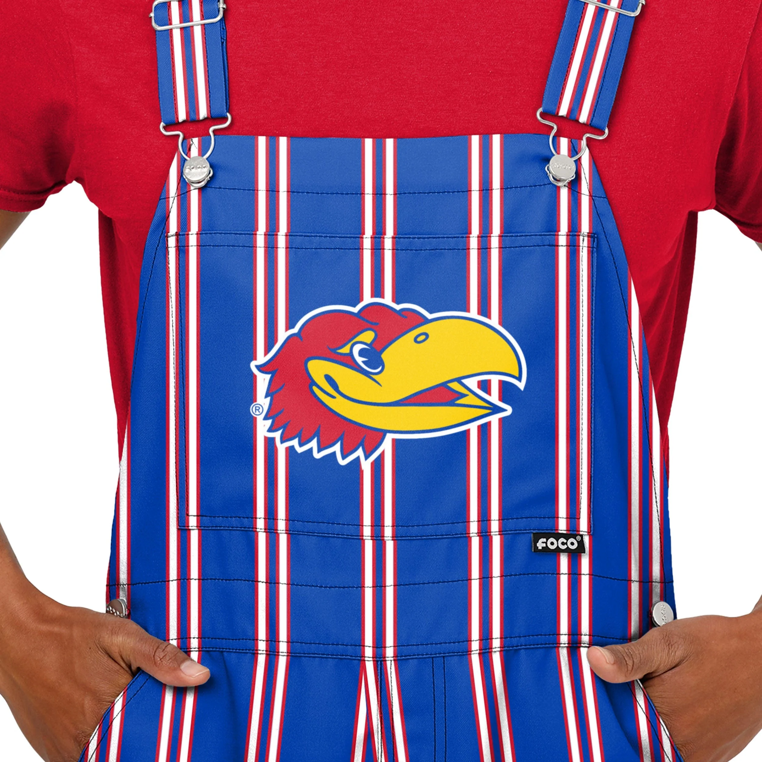 Kansas Jayhawks NCAA Mens Sideline Spirit Bib Overalls - Image 4