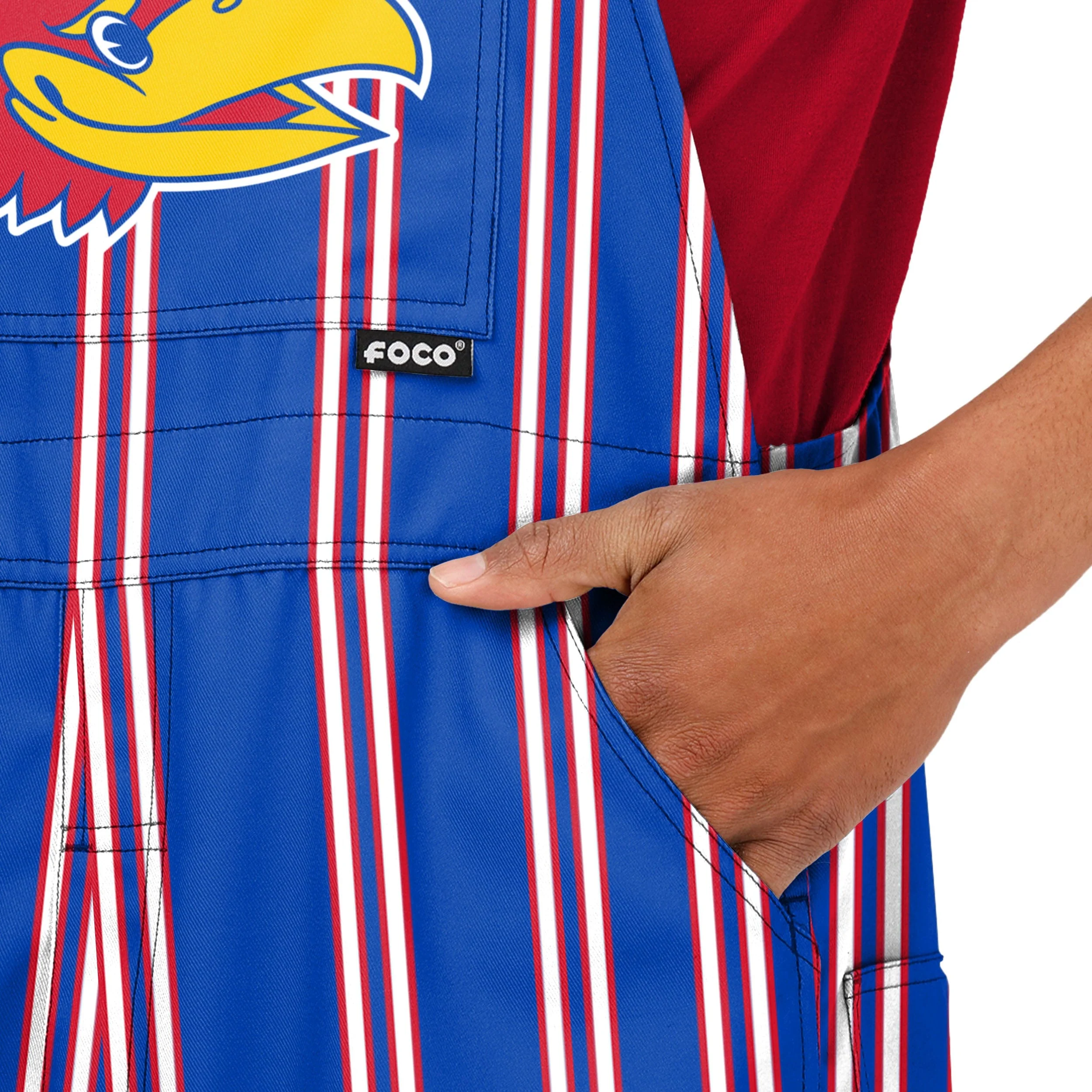 Kansas Jayhawks NCAA Mens Sideline Spirit Bib Overalls - Image 5
