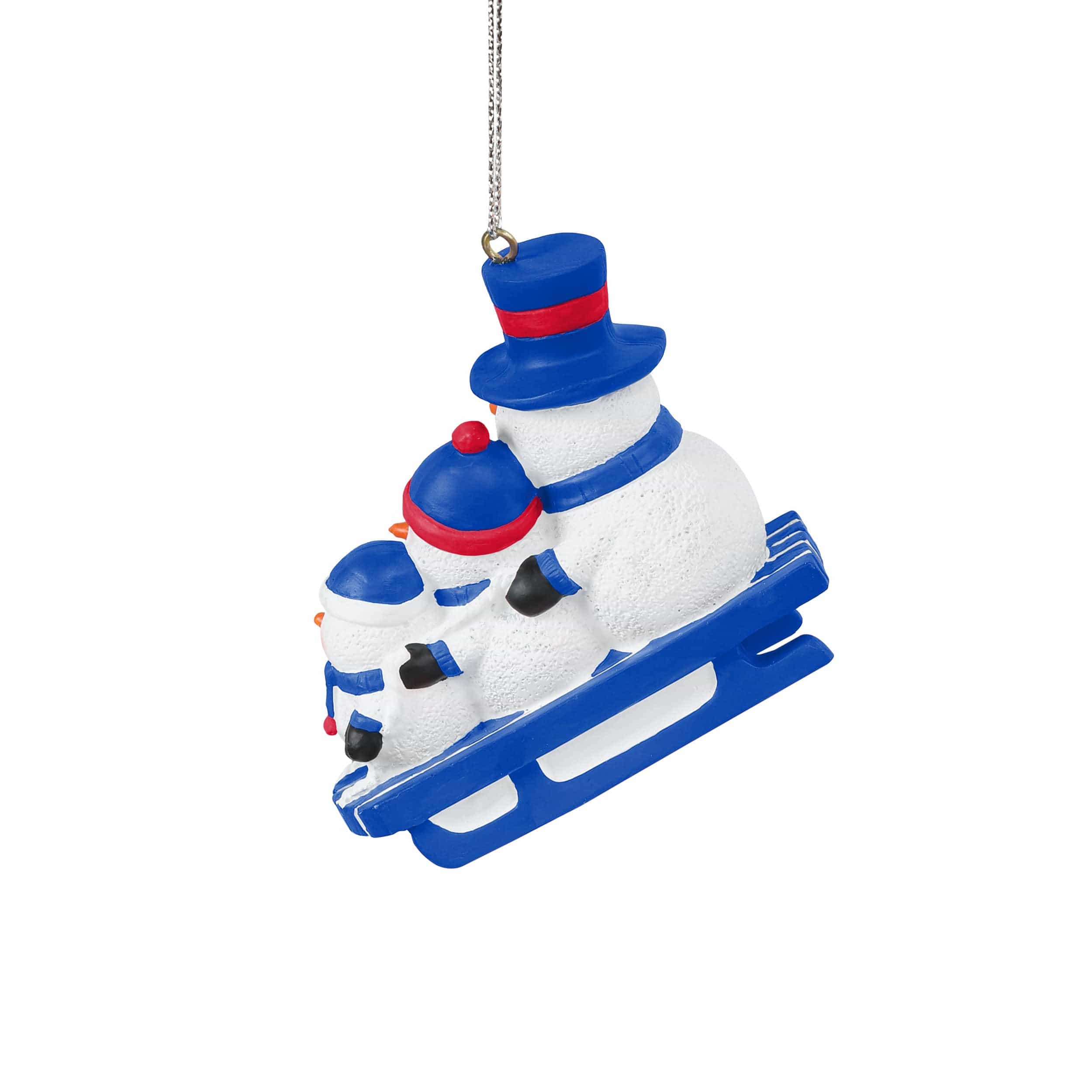Kansas Jayhawks NCAA Sledding Snowmen Ornament - Image 3