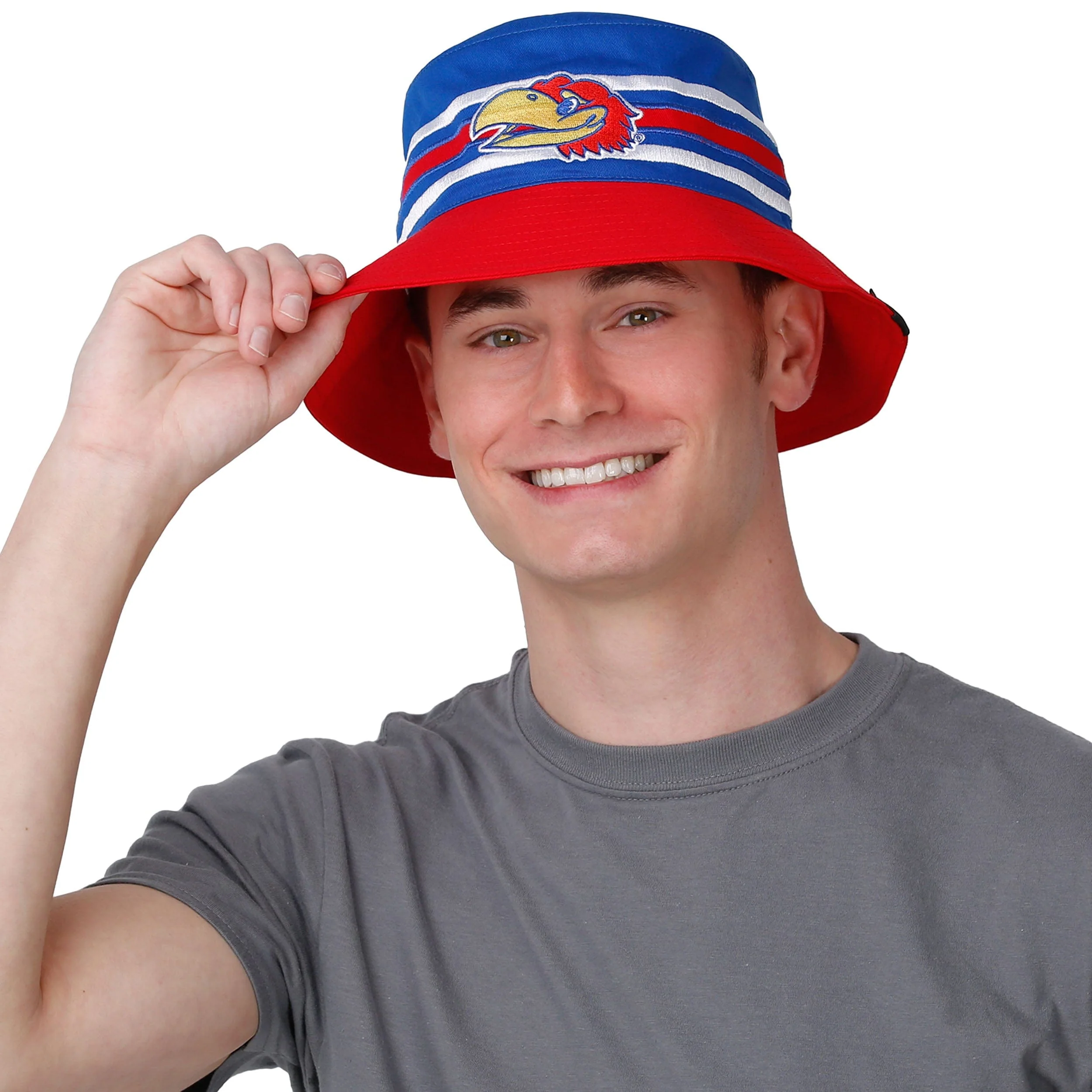 Kansas Jayhawks NCAA Team Stripe Bucket Hat - Image 5