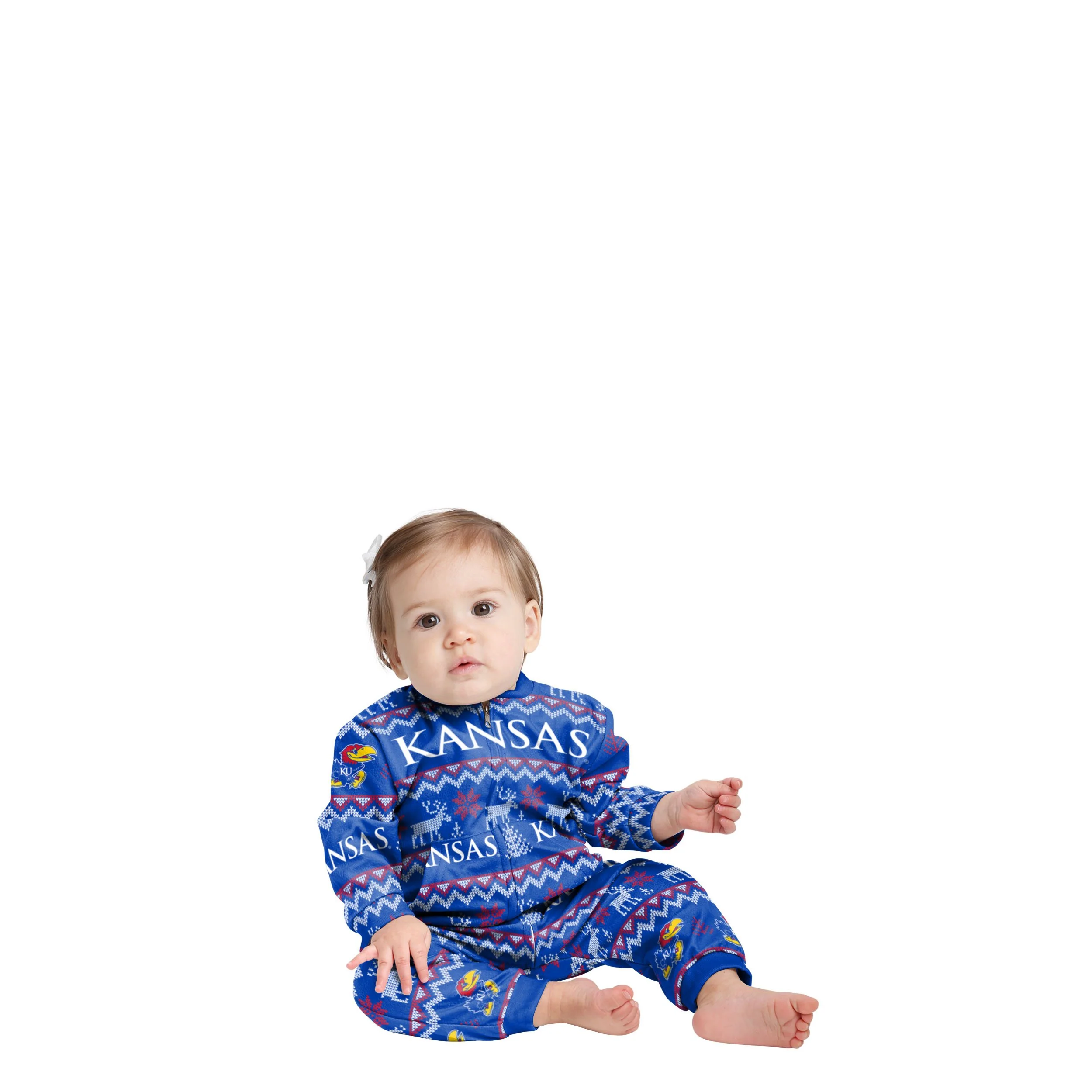 Kansas Jayhawks NCAA Ugly Pattern Family Holiday Pajamas - Image 2