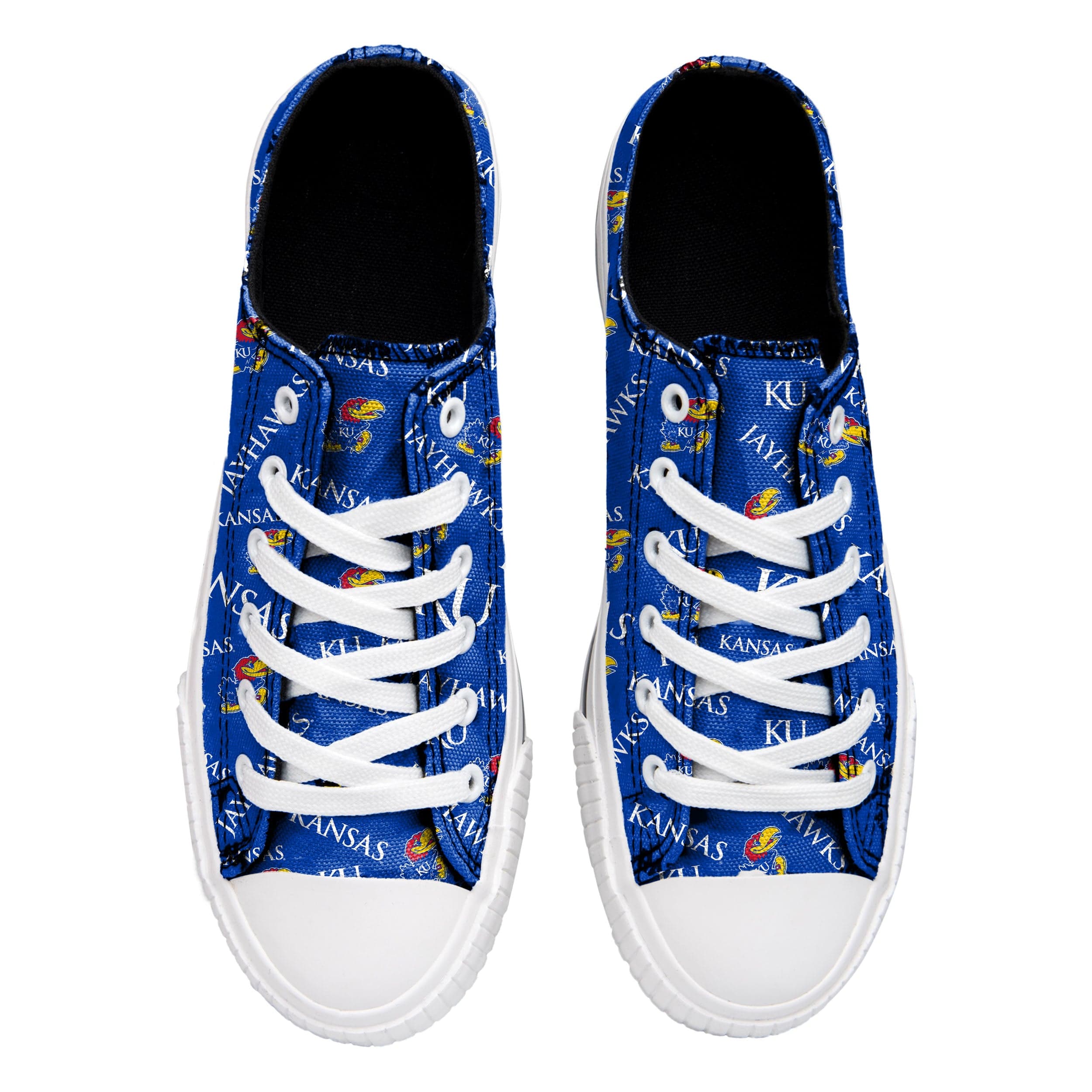 Kansas Jayhawks NCAA Womens Low Top Repeat Print Canvas Shoes - Image 3