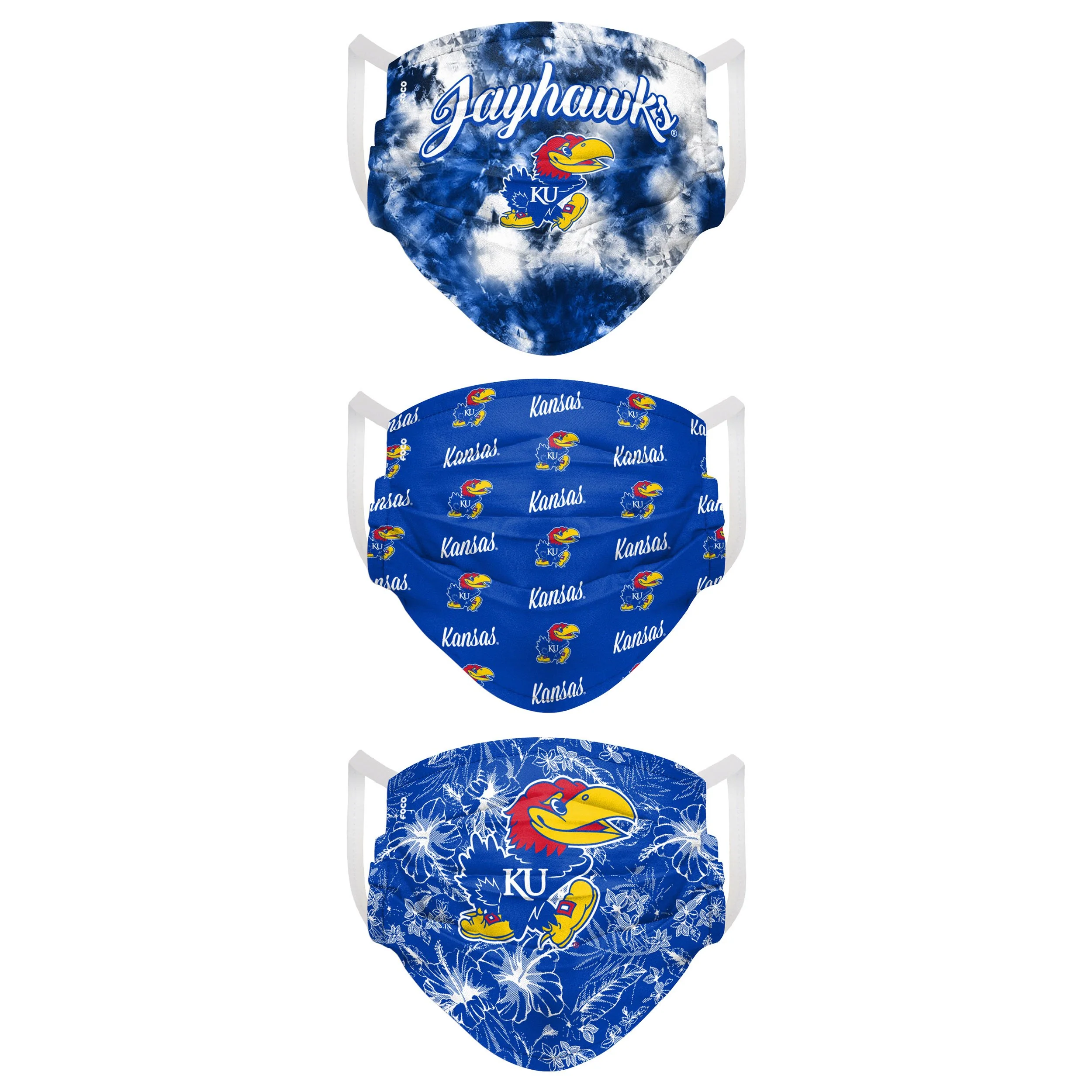 Kansas Jayhawks NCAA Womens Matchday 3 Pack Face Cover - Image 2