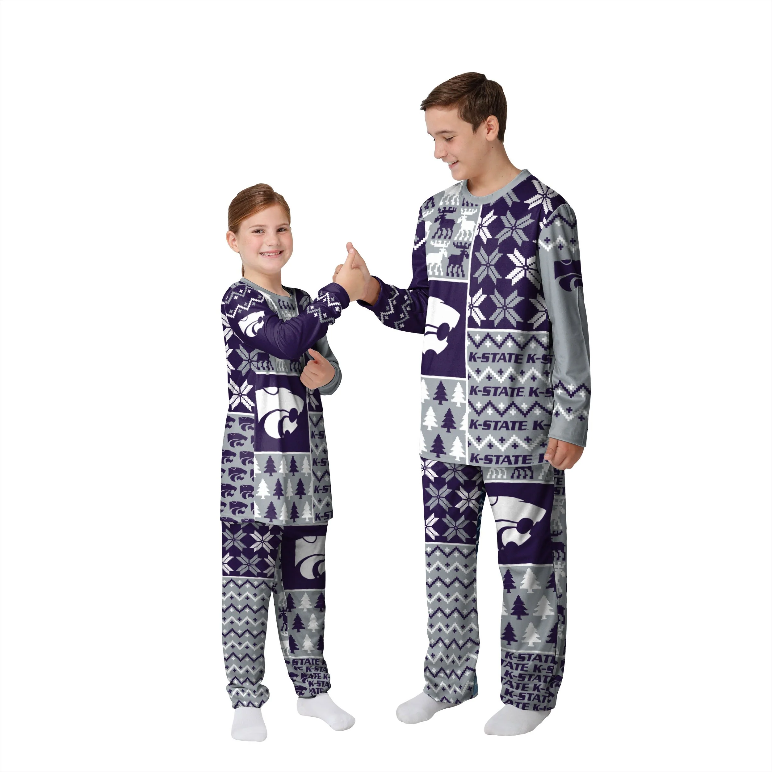Kansas State Wildcats NCAA Busy Block Family Holiday Pajamas - Image 4
