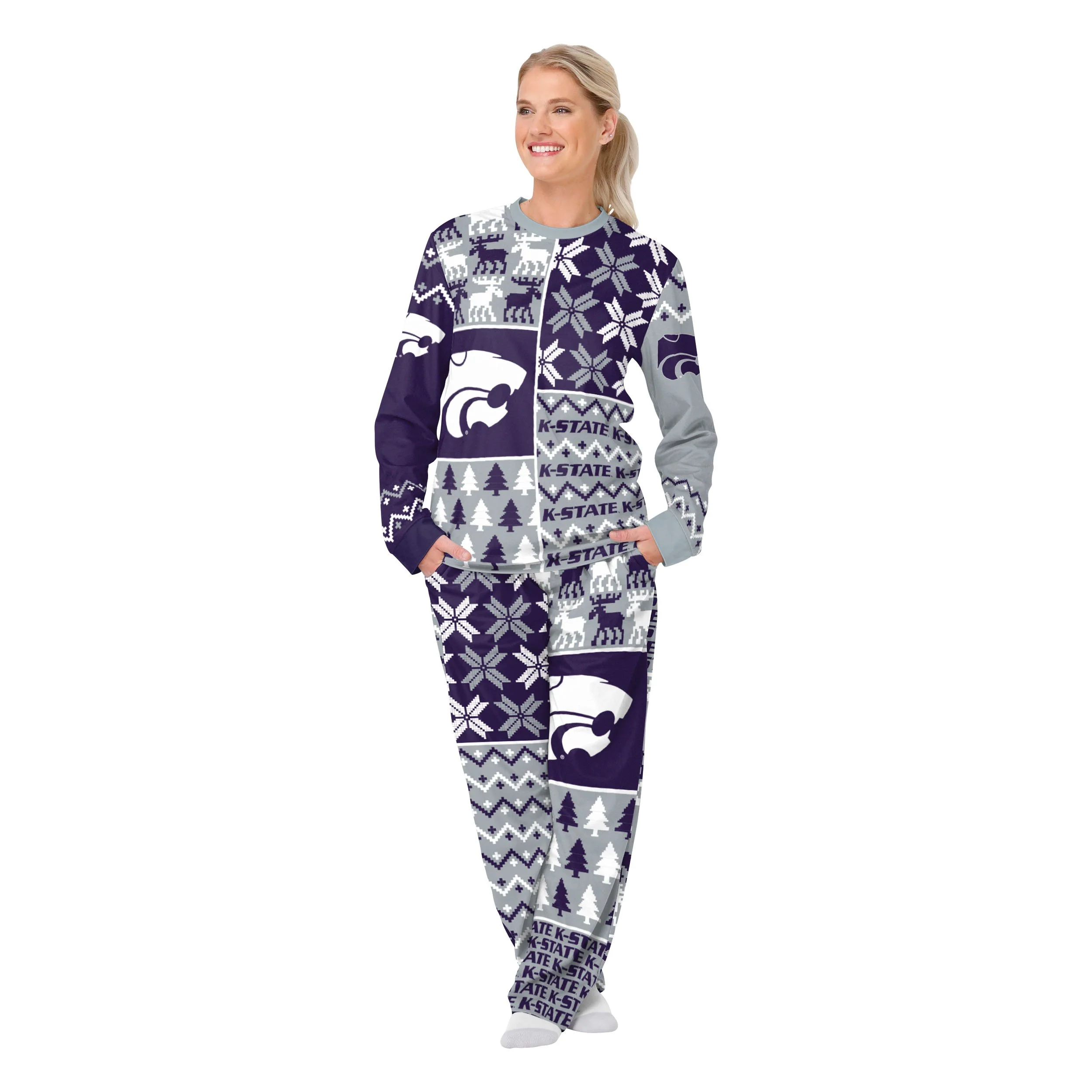 Kansas State Wildcats NCAA Busy Block Family Holiday Pajamas - Image 5