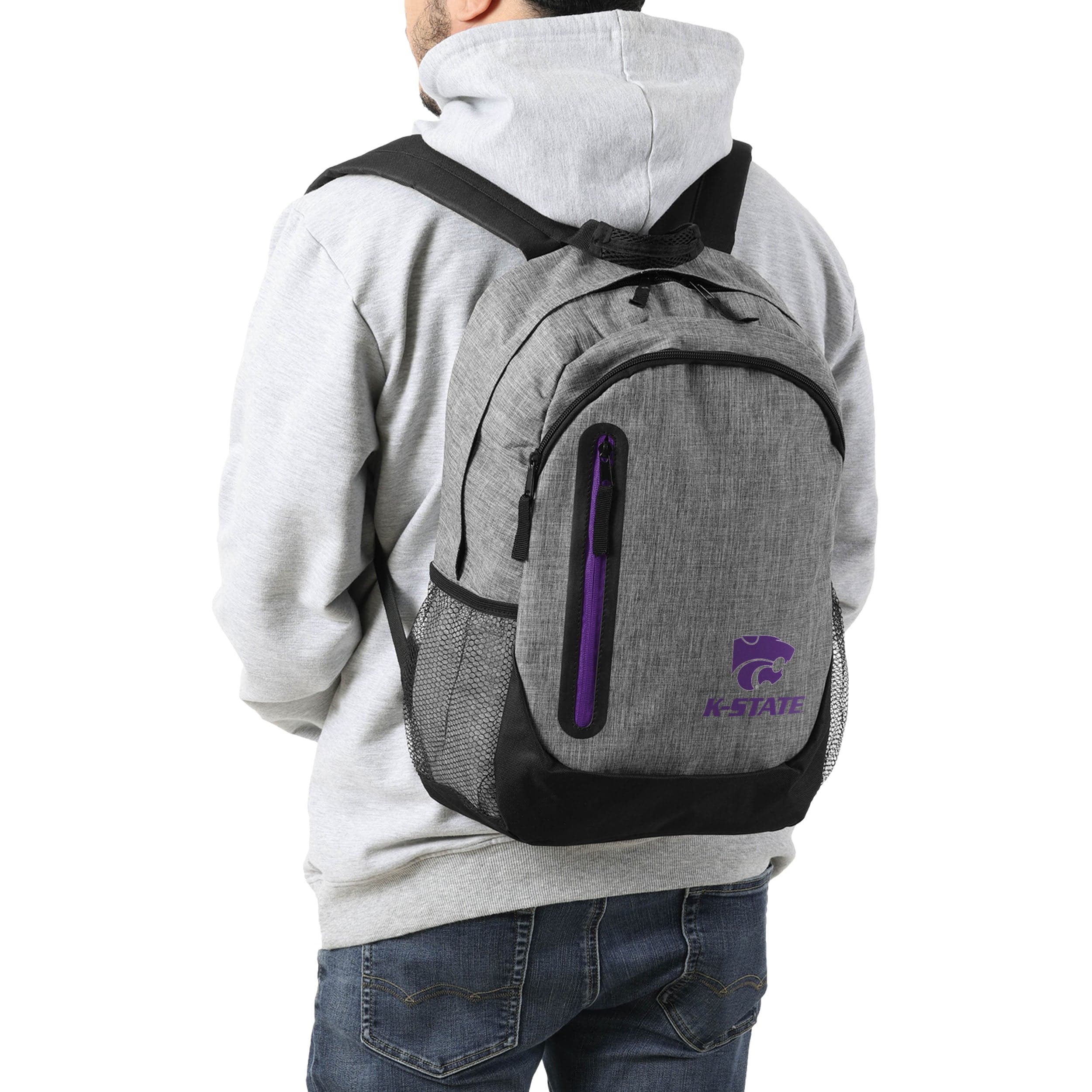 Kansas State Wildcats NCAA Heather Grey Bold Color Backpack - Image 5