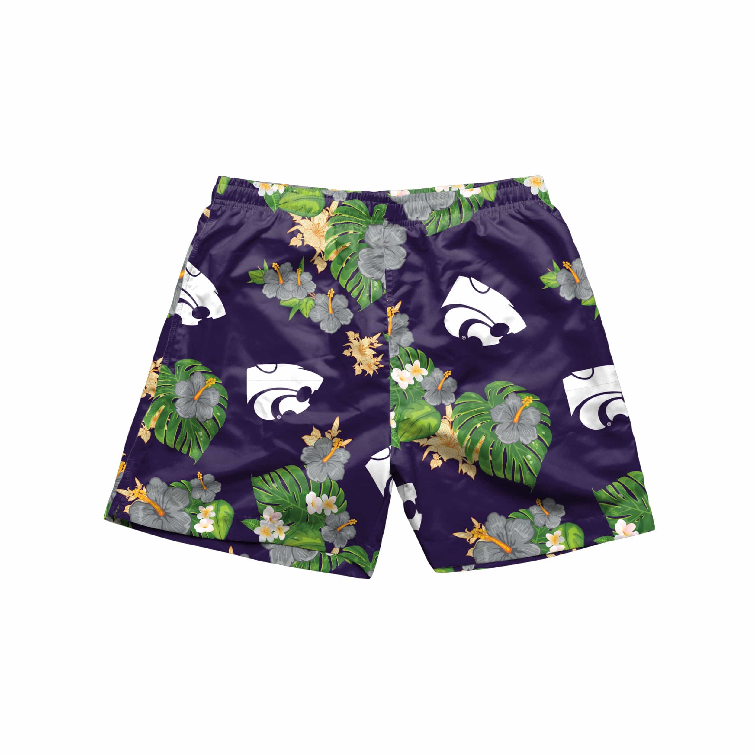 Kansas State Wildcats NCAA Mens Floral Slim Fit 5.5" Swimming Suit Trunks - Image 2