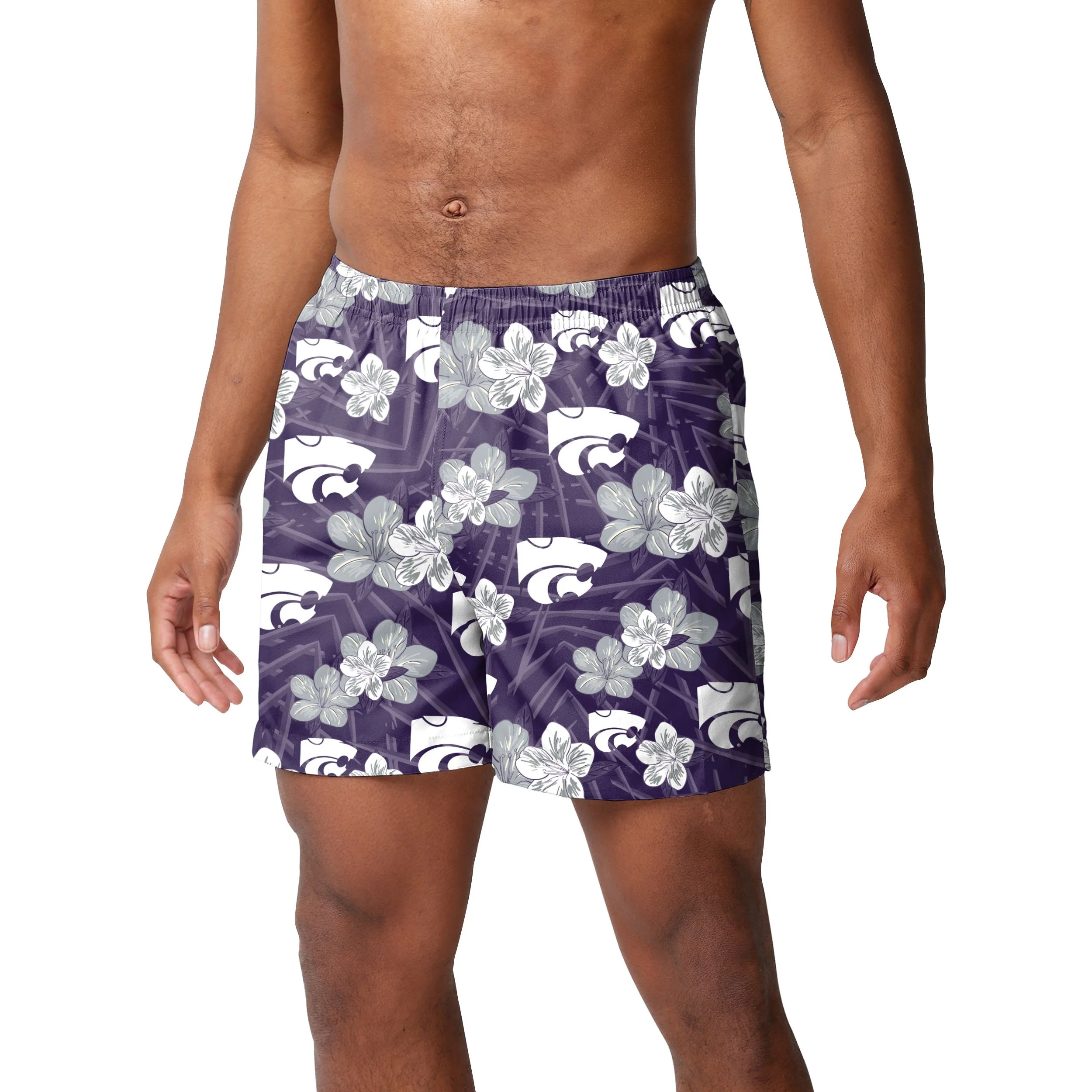 Kansas State Wildcats NCAA Mens Hibiscus Slim Fit 5.5" Swimming Trunks - Image 3
