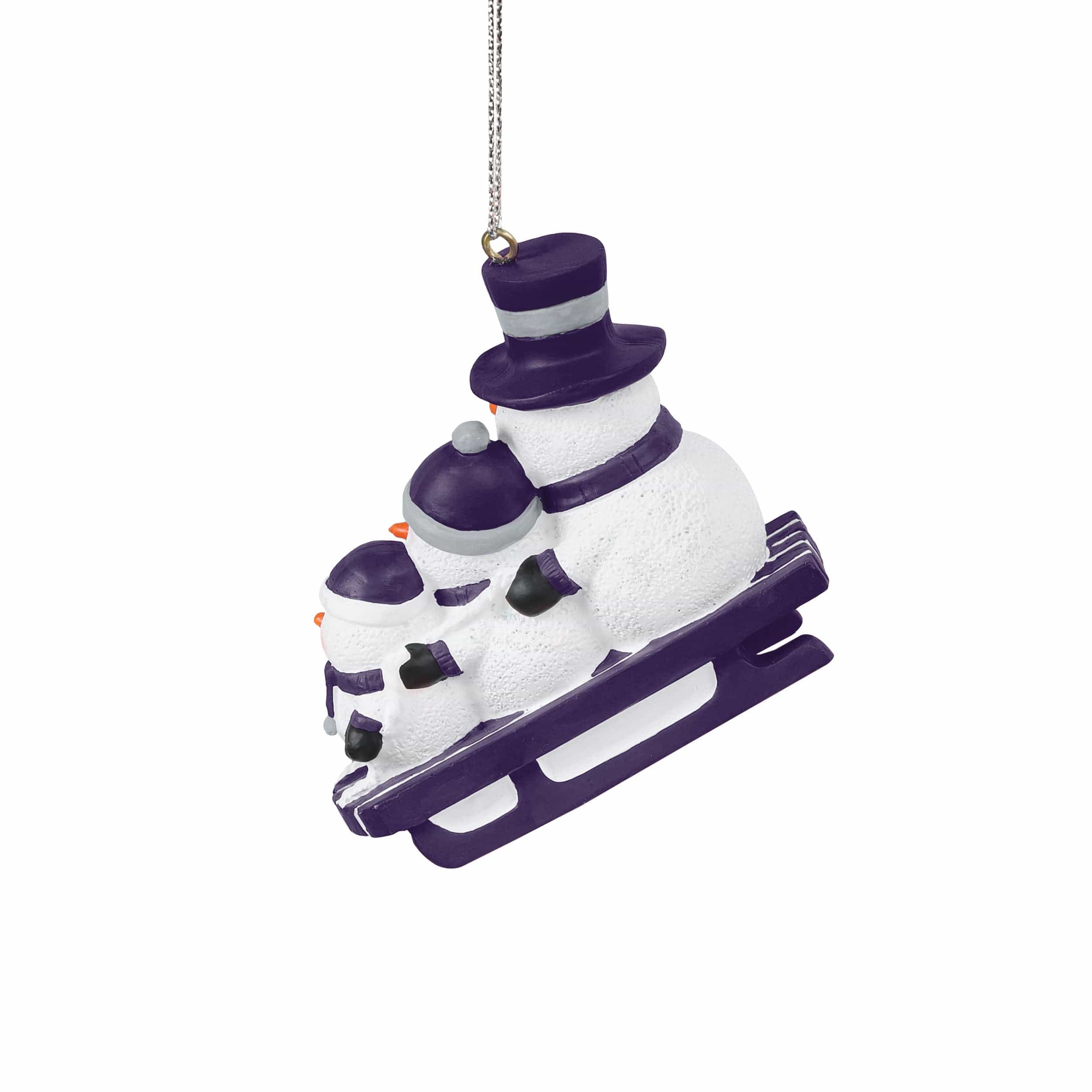 Kansas State Wildcats NCAA Sledding Snowmen Ornament - Image 3