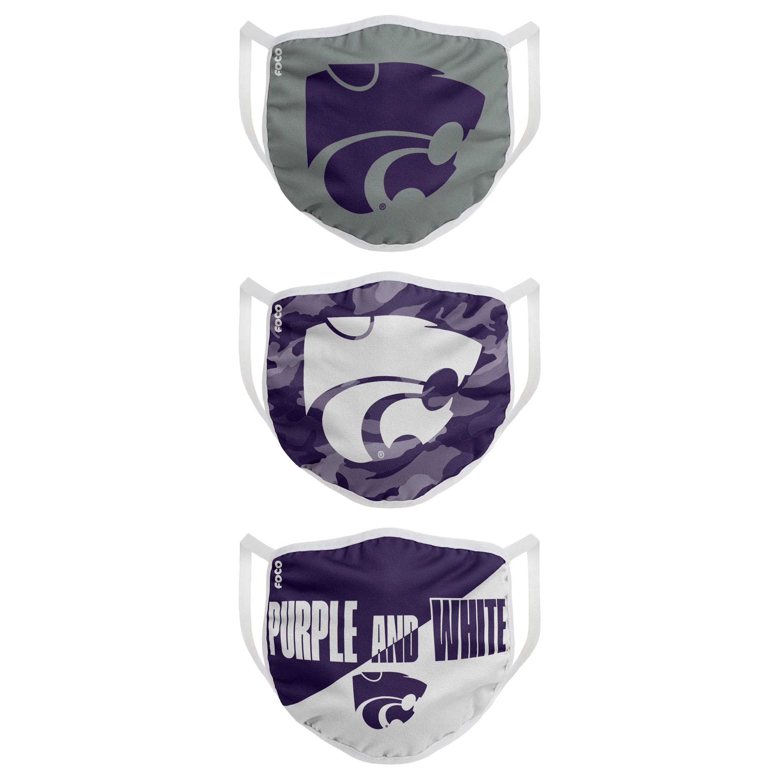 Kansas State Wildcats NCAA Super Fan 3 Pack Face Cover - Image 2