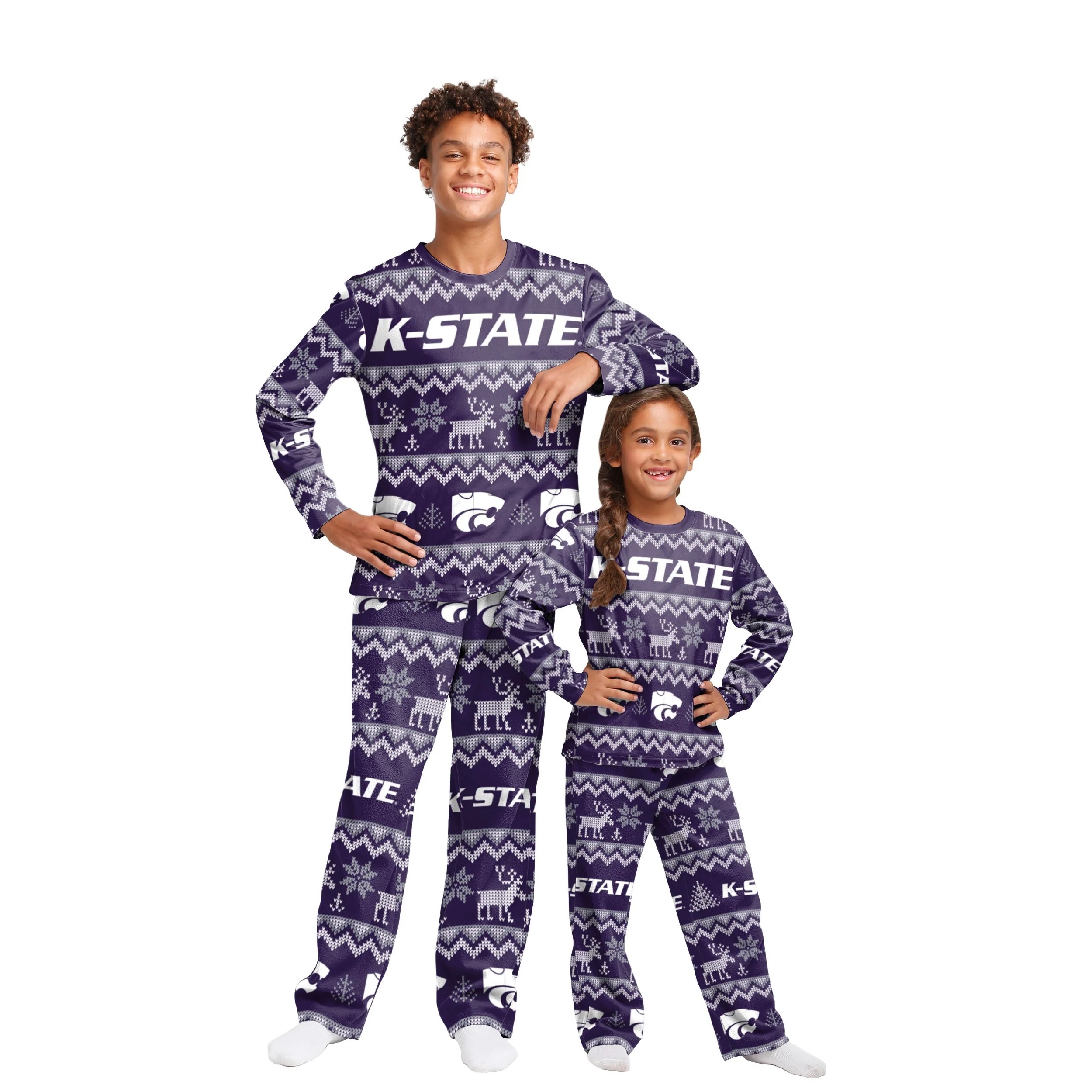 Kansas State Wildcats NCAA Ugly Pattern Family Holiday Pajamas - Image 4