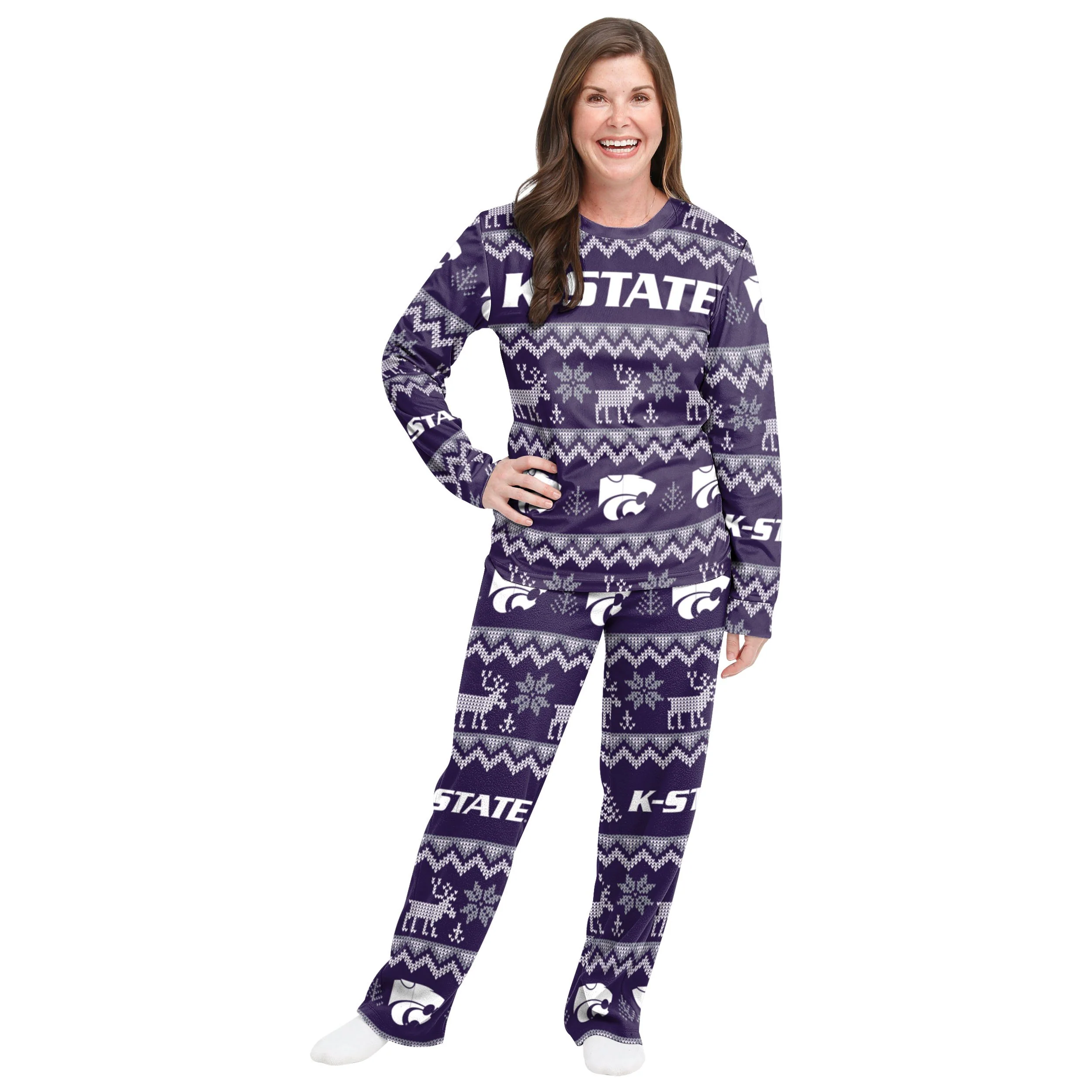 Kansas State Wildcats NCAA Ugly Pattern Family Holiday Pajamas - Image 5