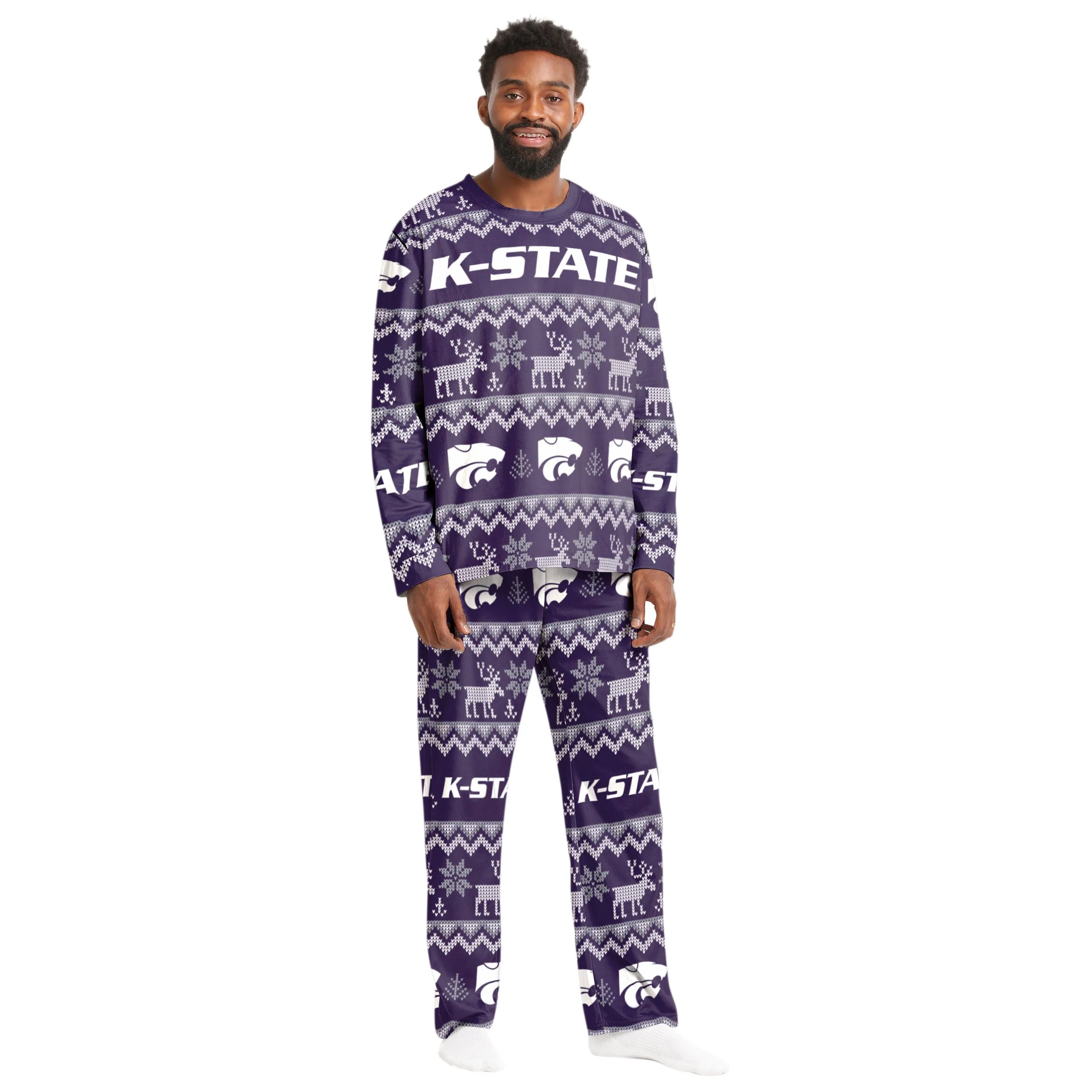Kansas State Wildcats NCAA Ugly Pattern Family Holiday Pajamas - Image 6