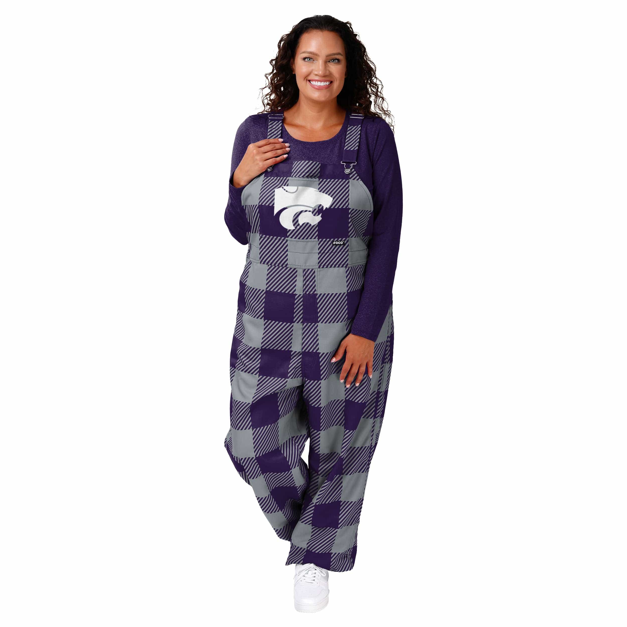 Kansas State Wildcats NCAA Womens Plaid Bib Overalls