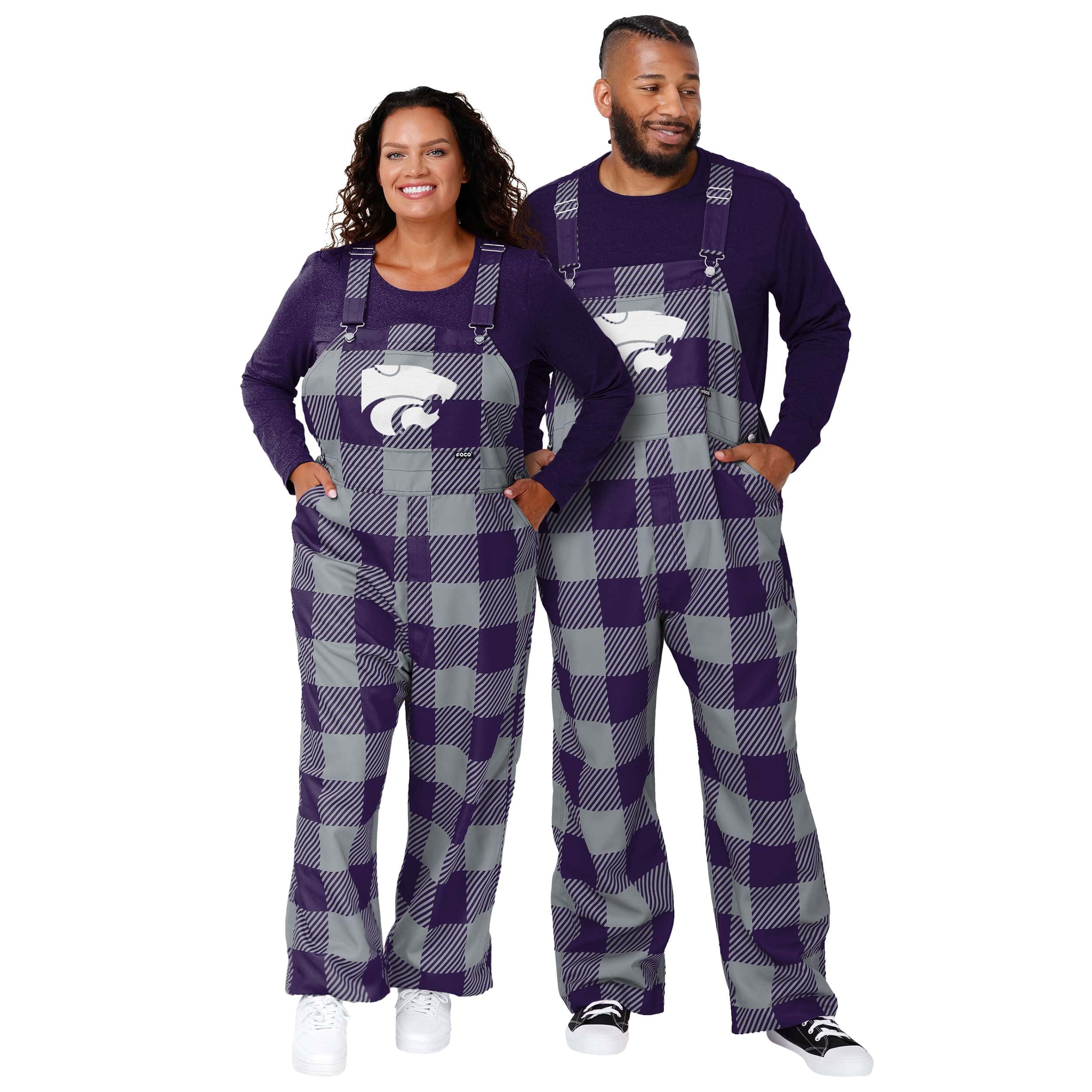 Kansas State Wildcats NCAA Womens Plaid Bib Overalls - Image 3