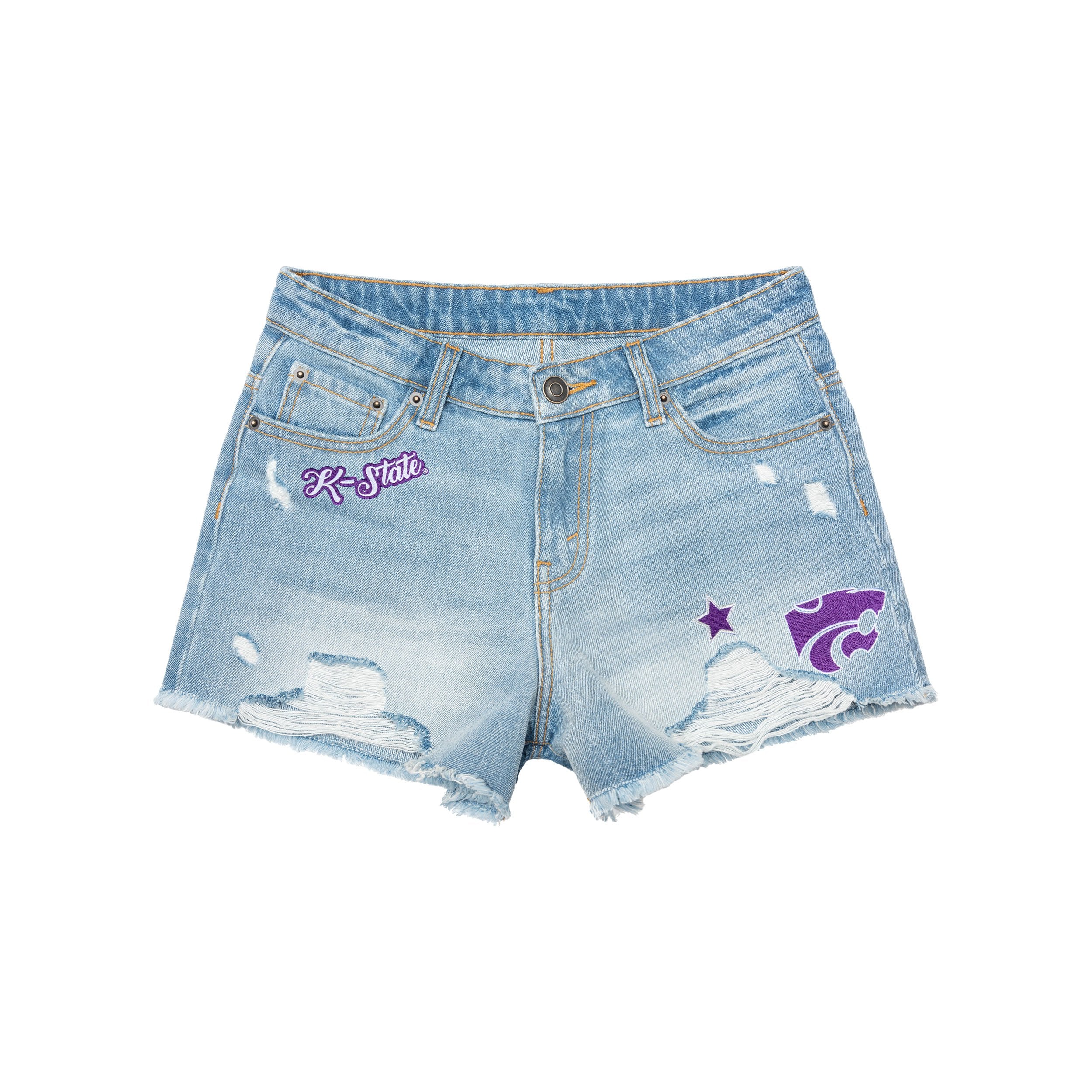 Kansas State Wildcats NCAA Womens Team Logo Denim Shorts - Image 3