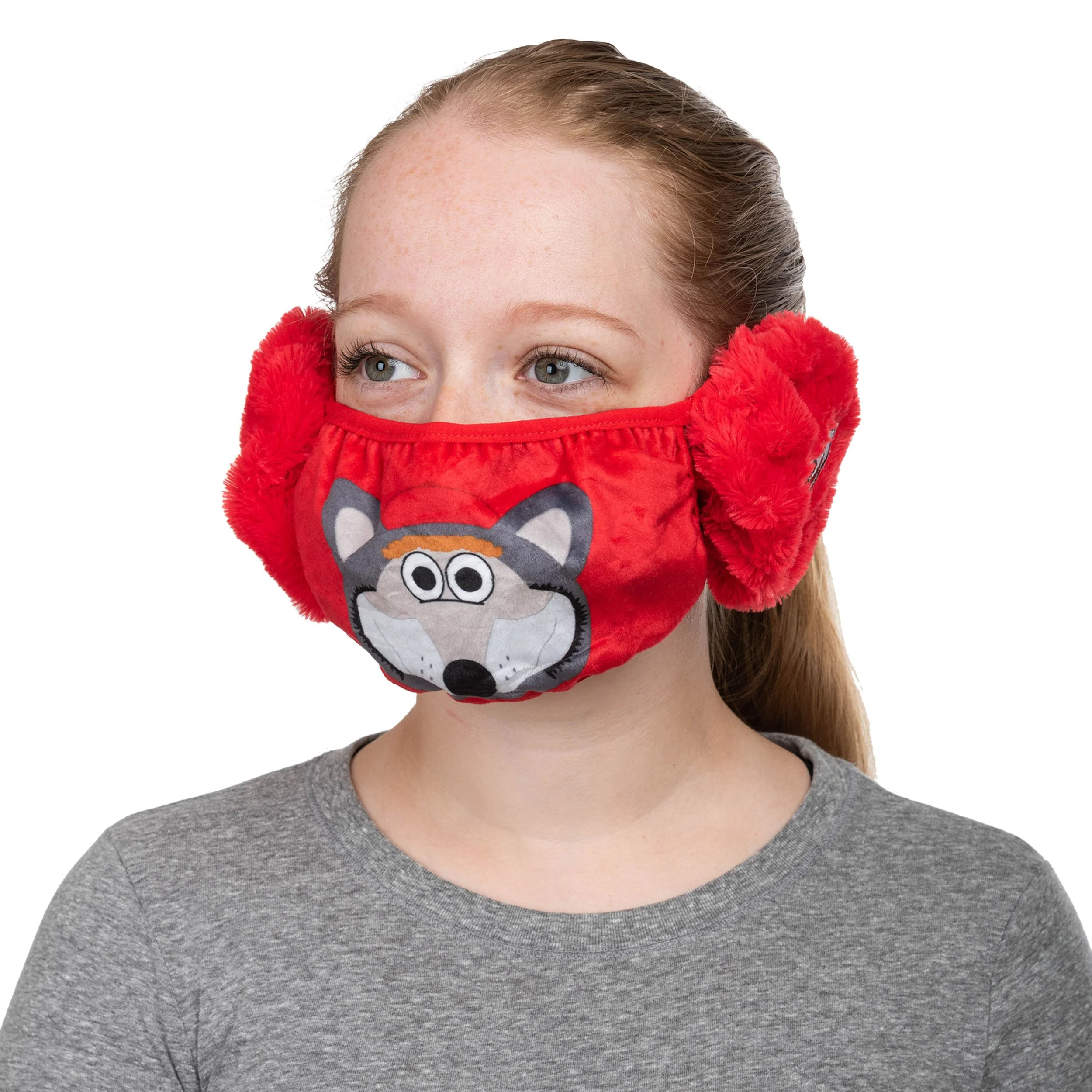 KC Wolf Kansas City Chiefs NFL Mascot Earmuff Face Cover - Image 3
